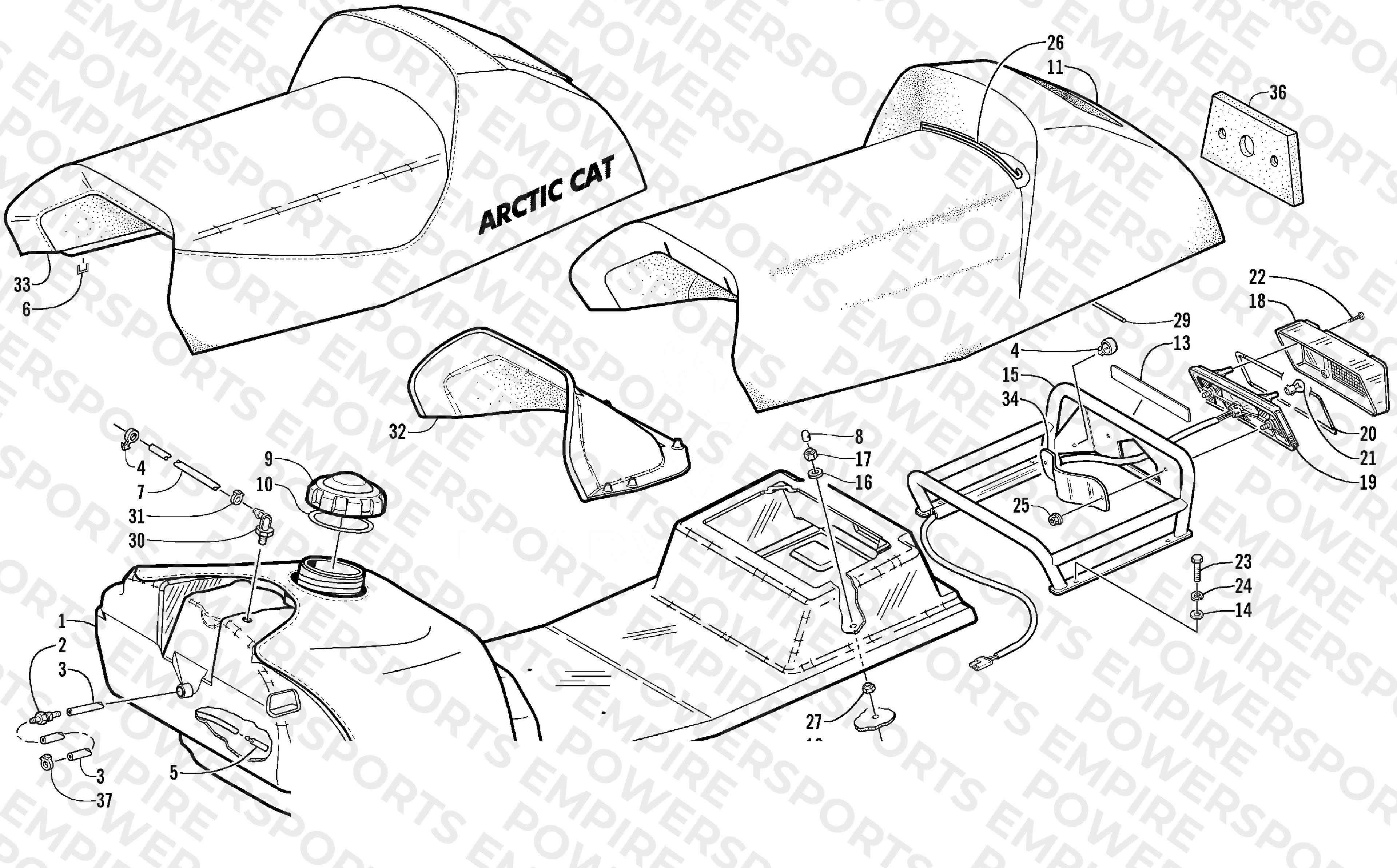 GAS TANK, SEAT, AND TAILLIGHT ASSEMBLY (LE)