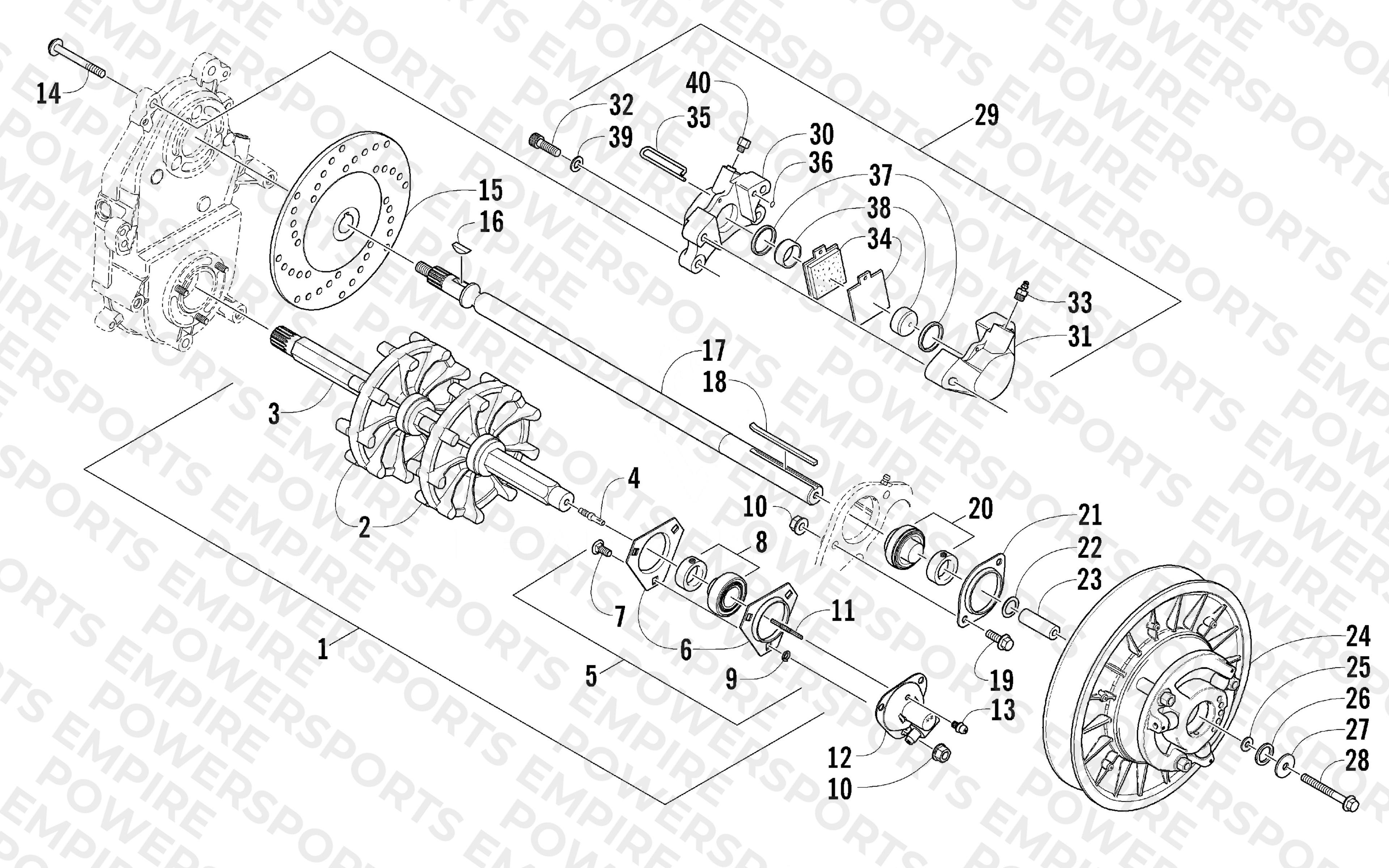 DRIVE TRAIN SHAFT AND BRAKE ASSEMBLIES