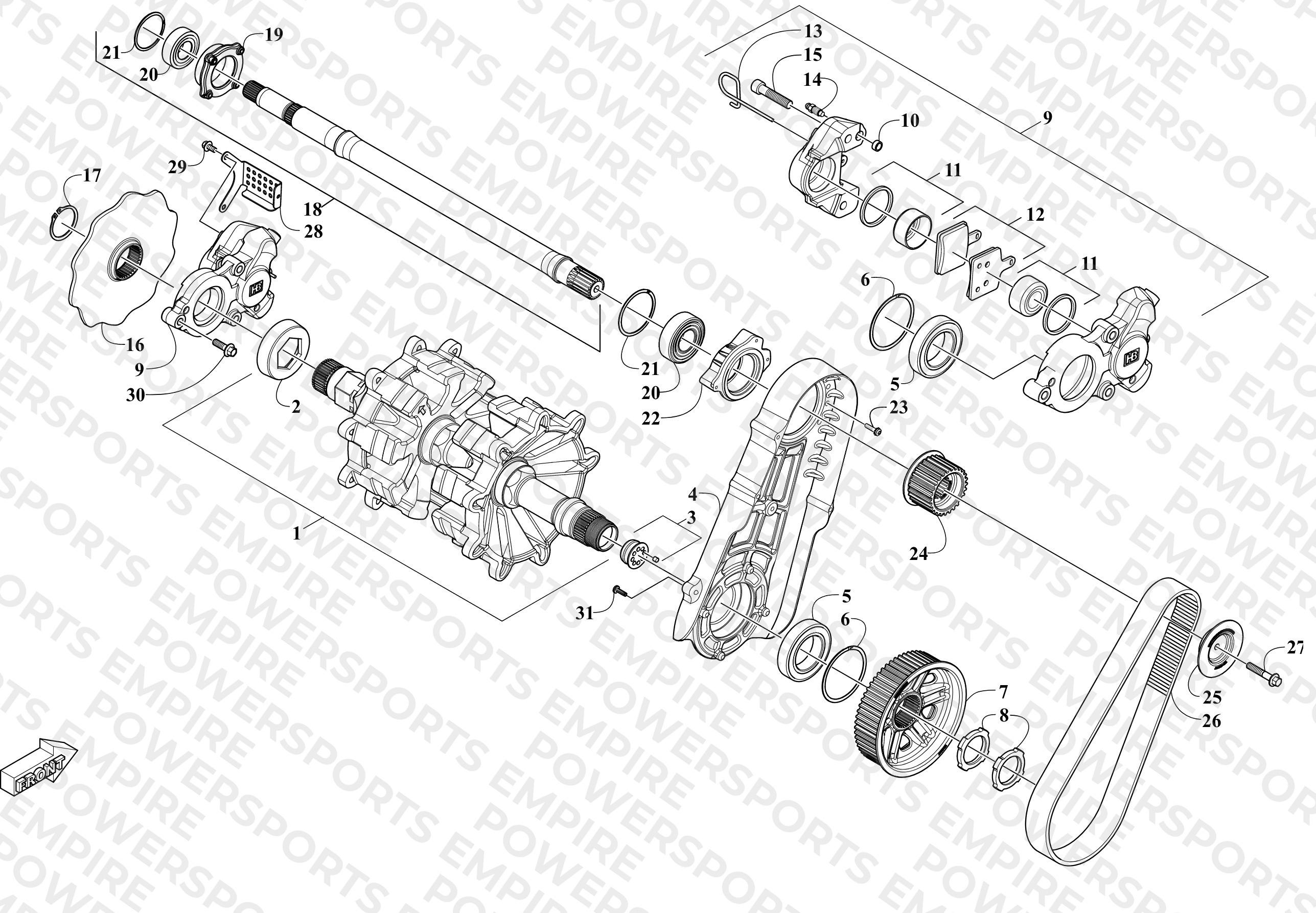 DRIVE TRAIN SHAFTS AND BRAKE ASSEMBLIES