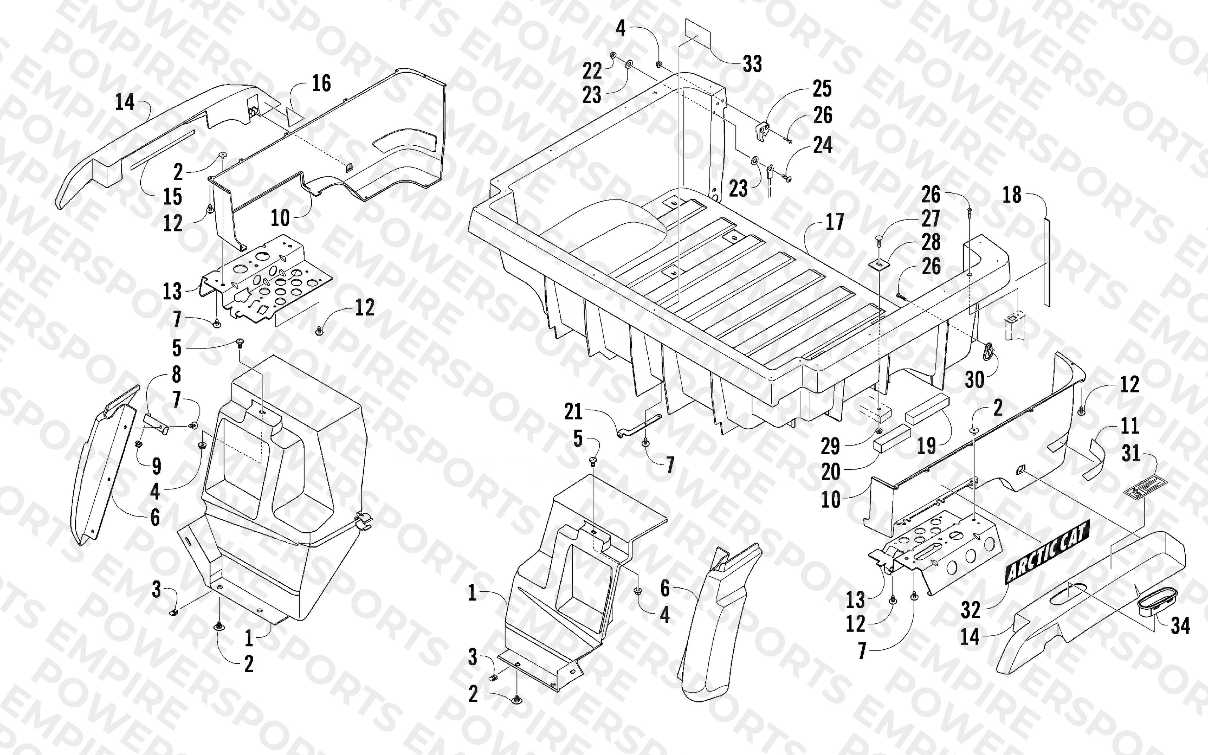REAR BODY PANEL AND CARGO BOX ASSEMBLY