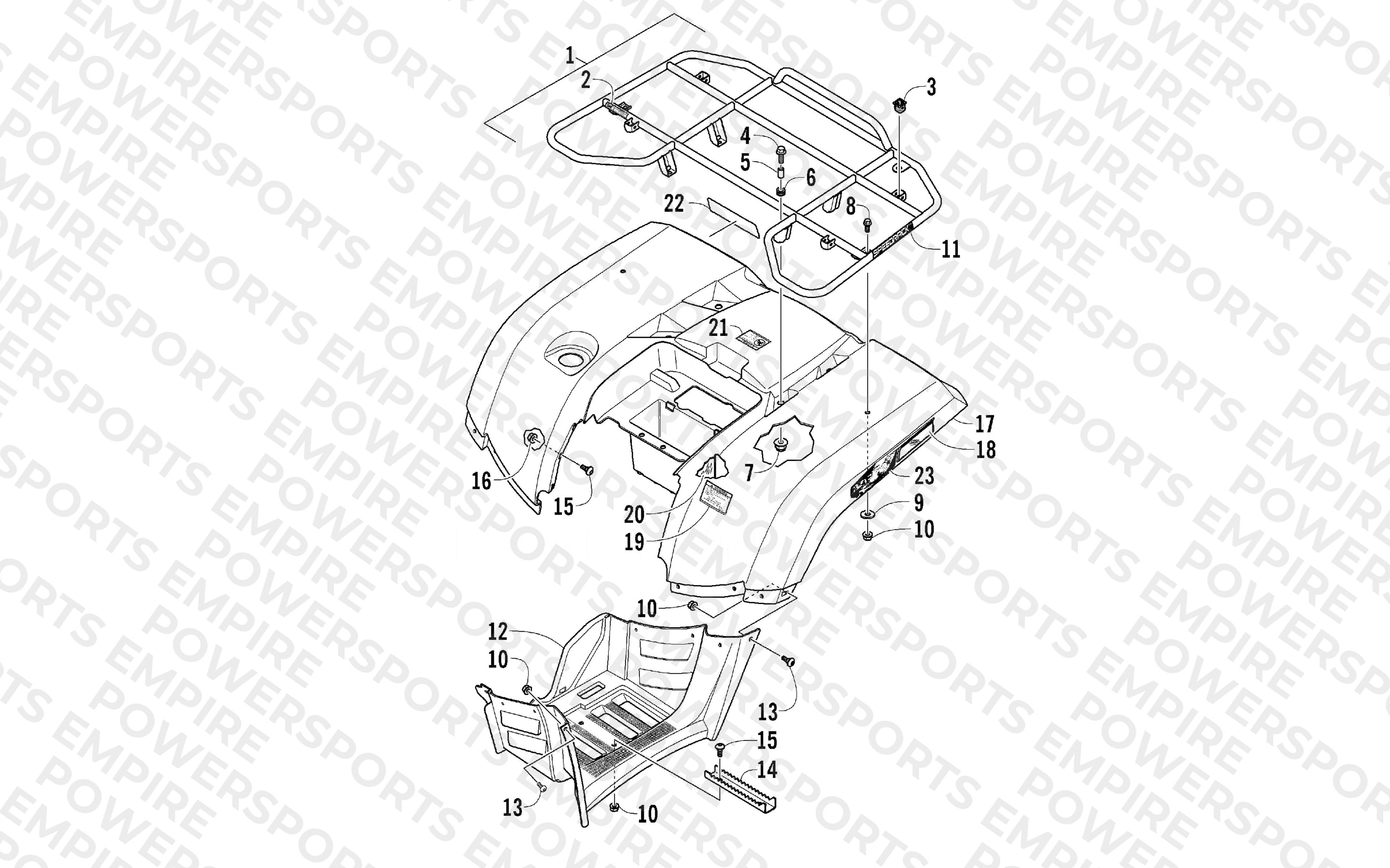 REAR RACK, BODY PANEL, AND FOOTWELL ASSEMBLIES