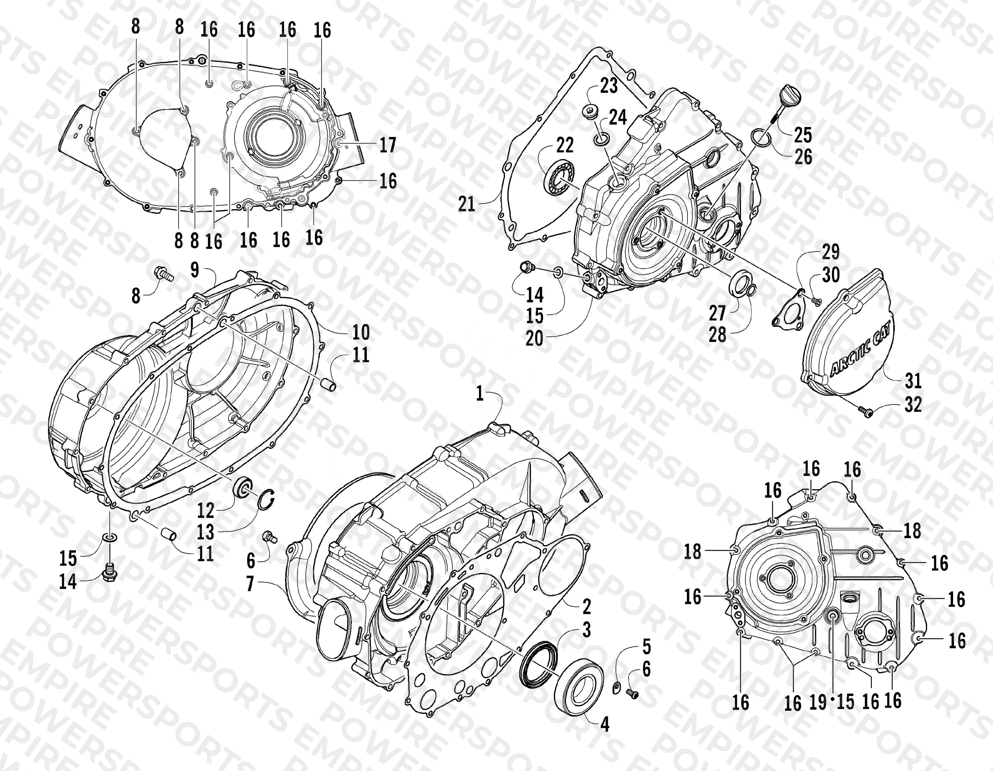 CLUTCH/V-BELT/MAGNETO COVER ASSEMBLY