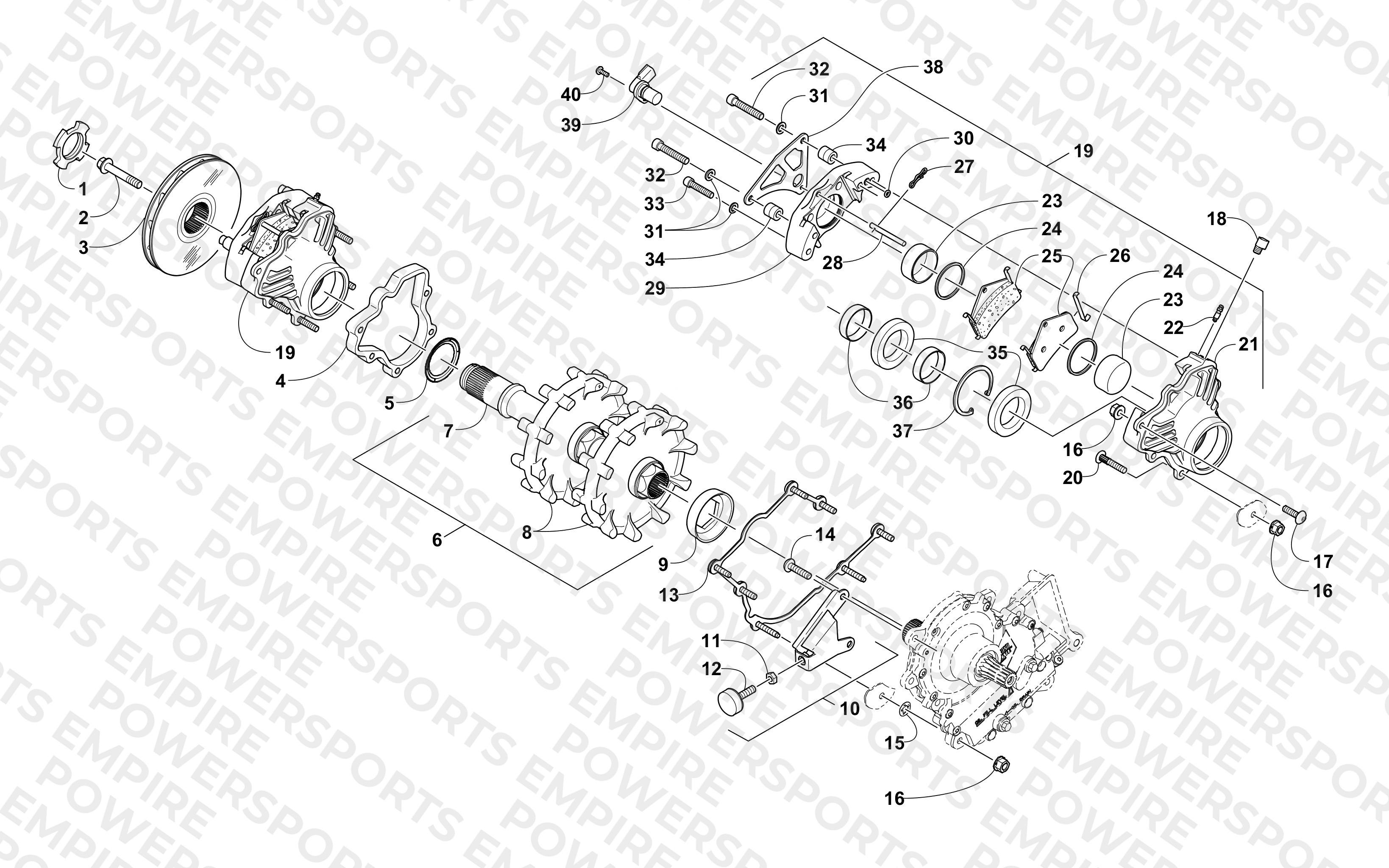 DRIVE TRAIN SHAFT AND BRAKE ASSEMBLIES