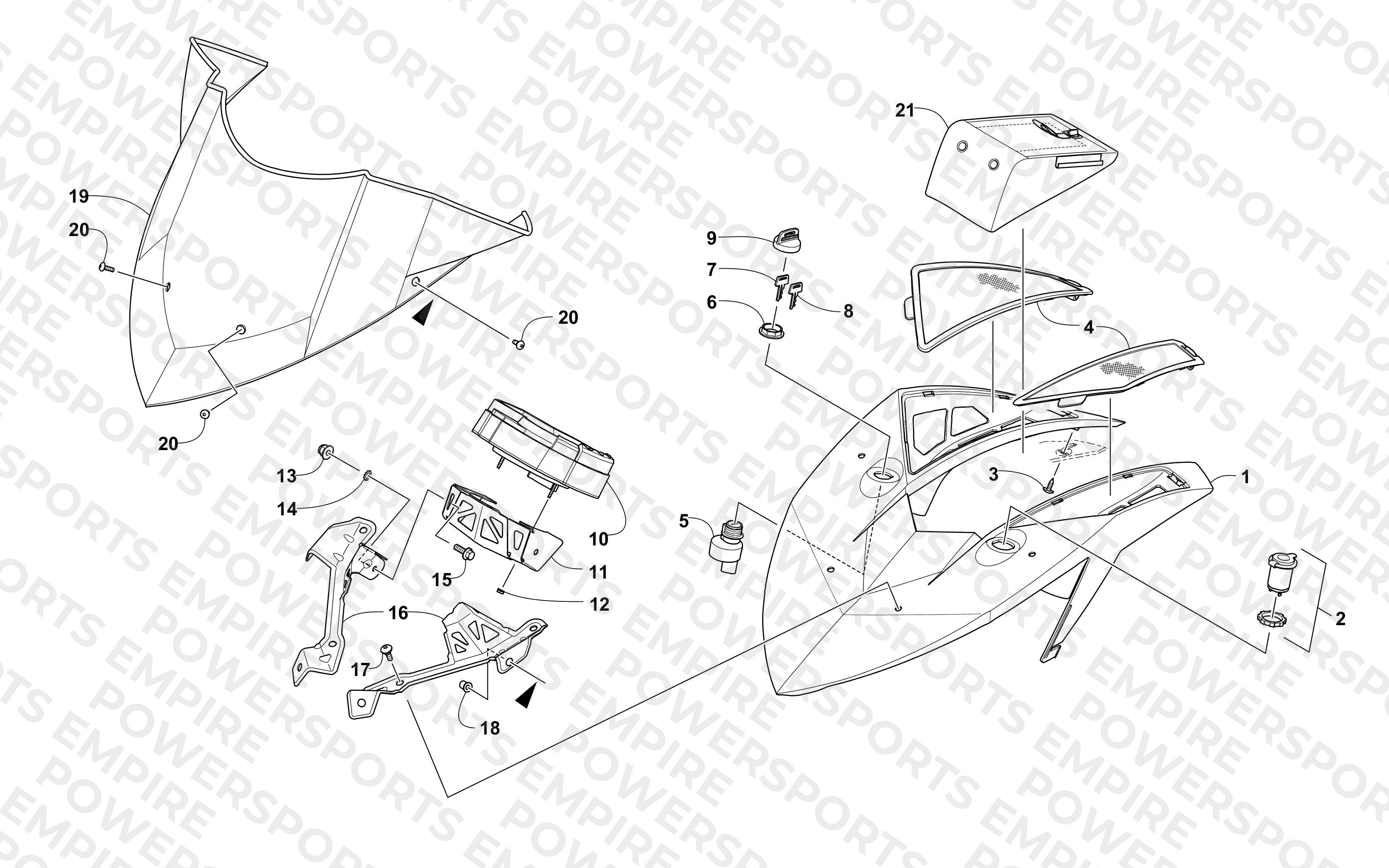 WINDSHIELD AND INSTRUMENTS ASSEMBLIES