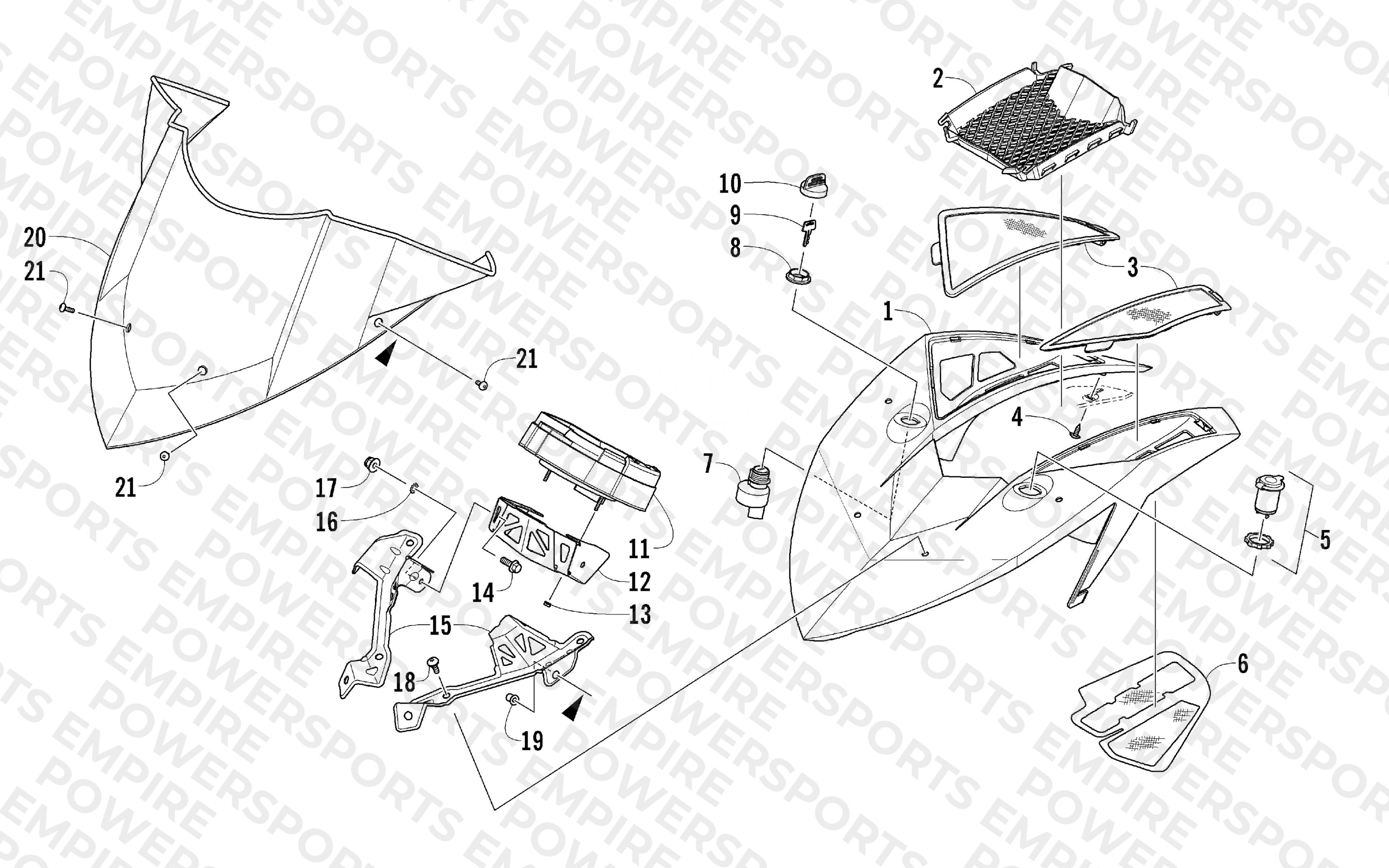 WINDSHIELD AND INSTRUMENTS ASSEMBLIES