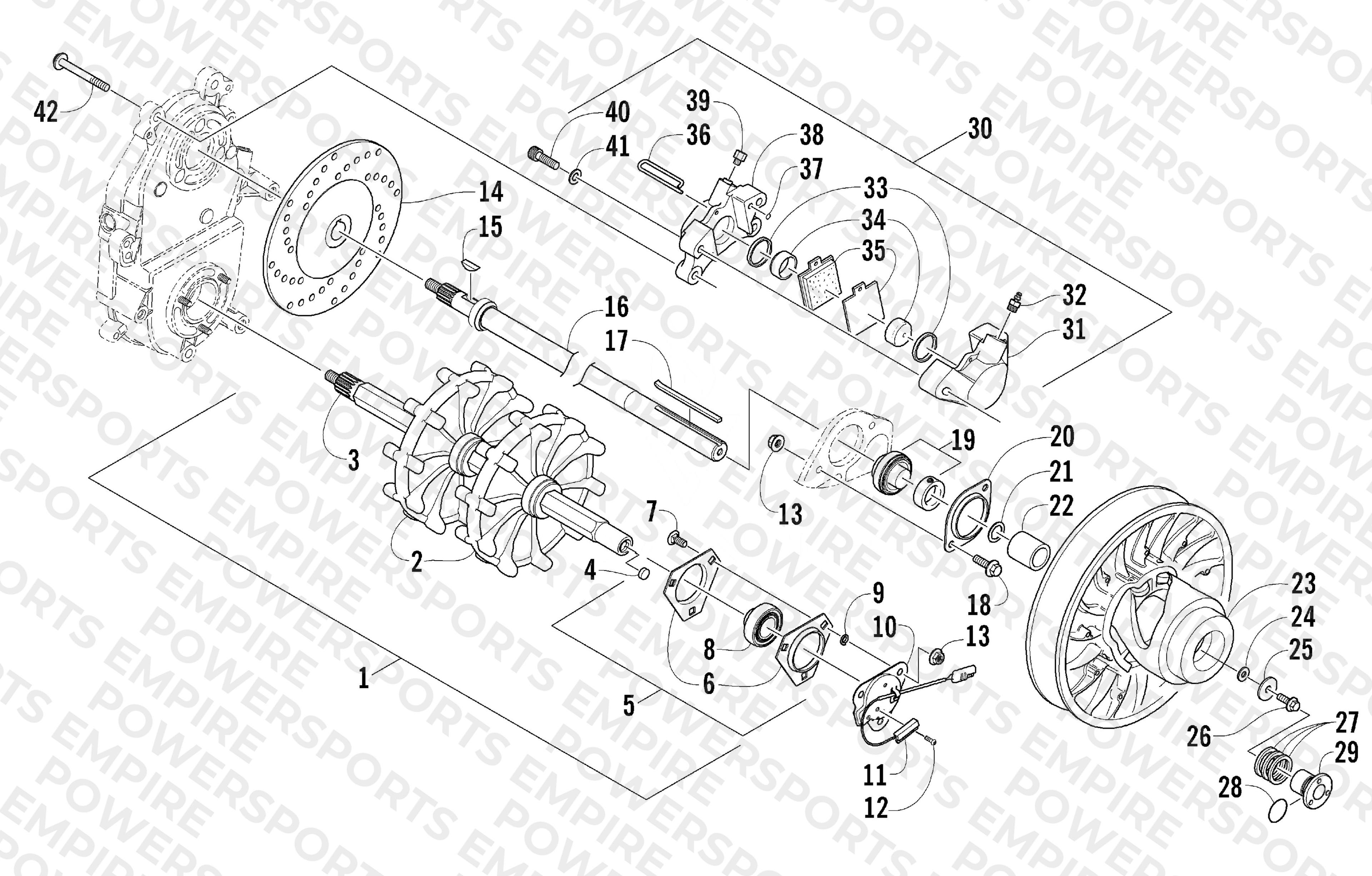 DRIVE TRAIN SHAFT AND BRAKE ASSEMBLIES