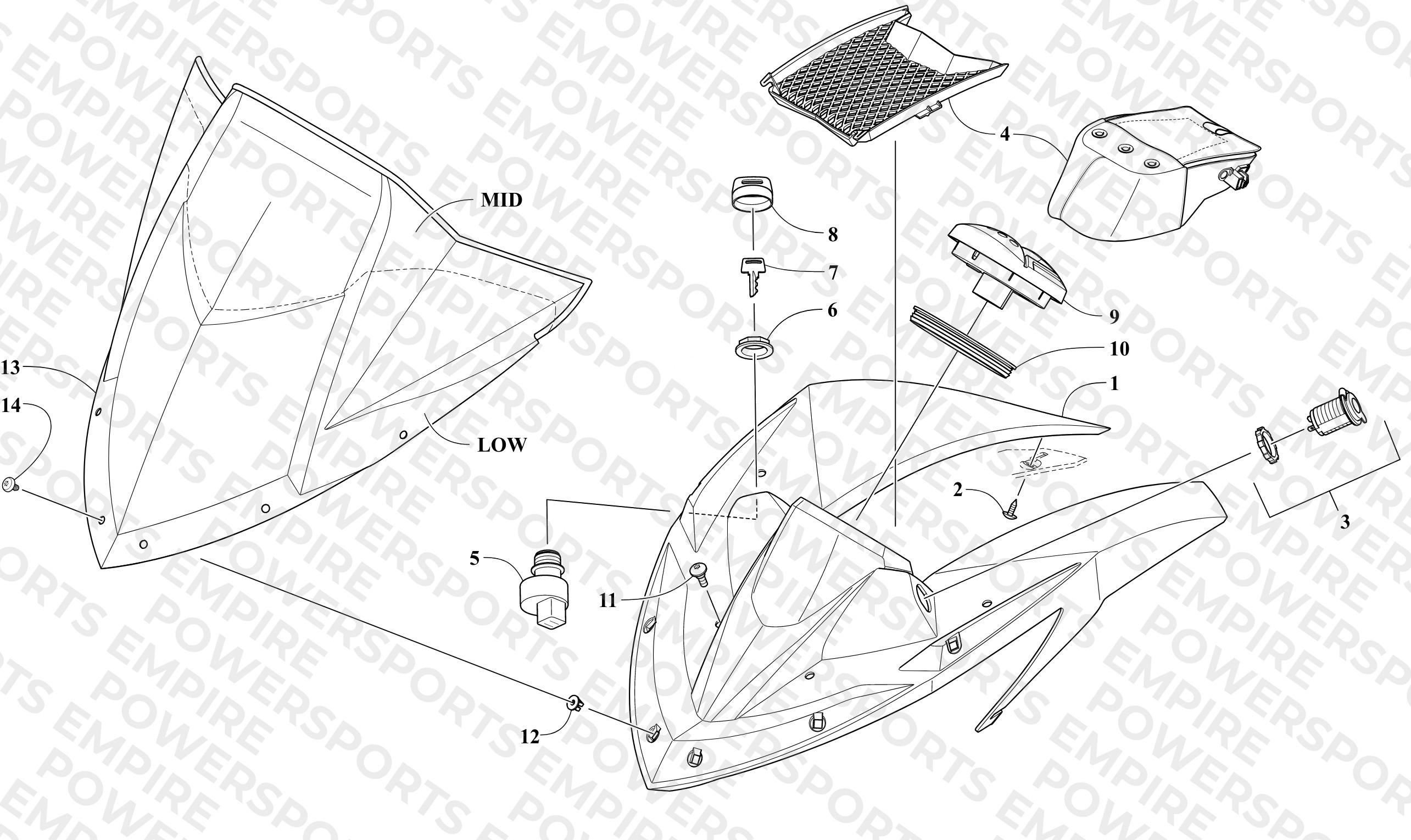 WINDSHIELD AND INSTRUMENTS ASSEMBLIES