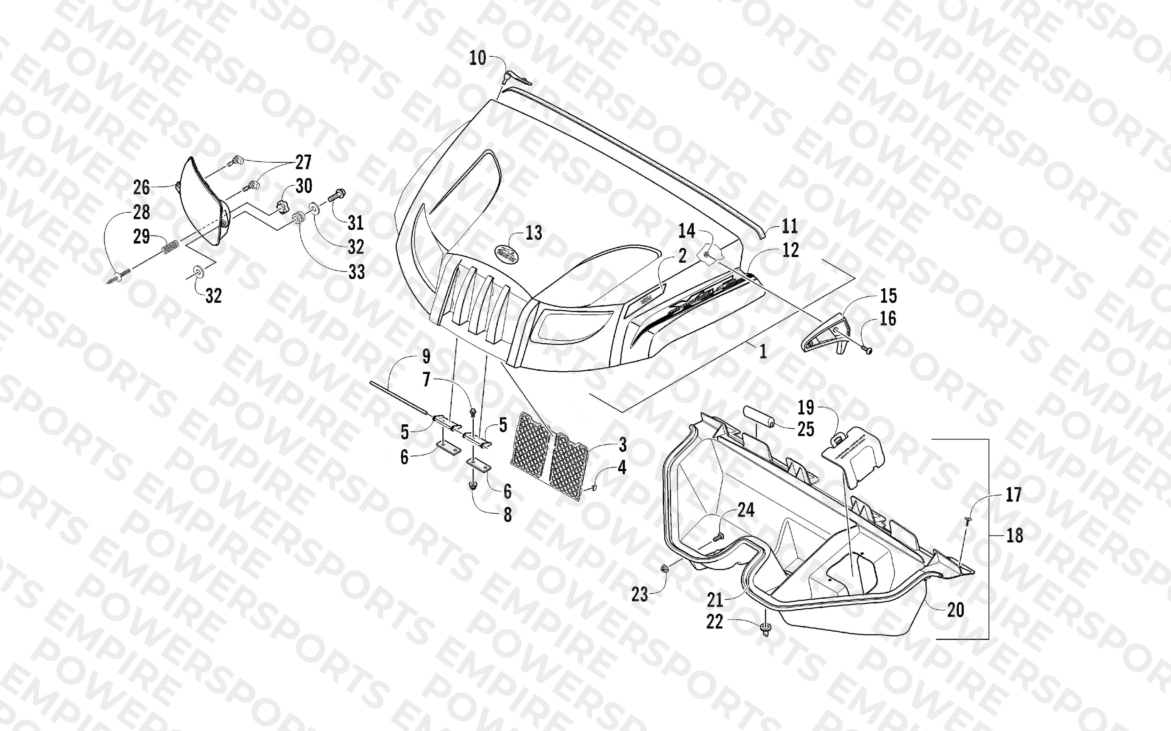 HOOD AND HEADLIGHT ASSEMBLY