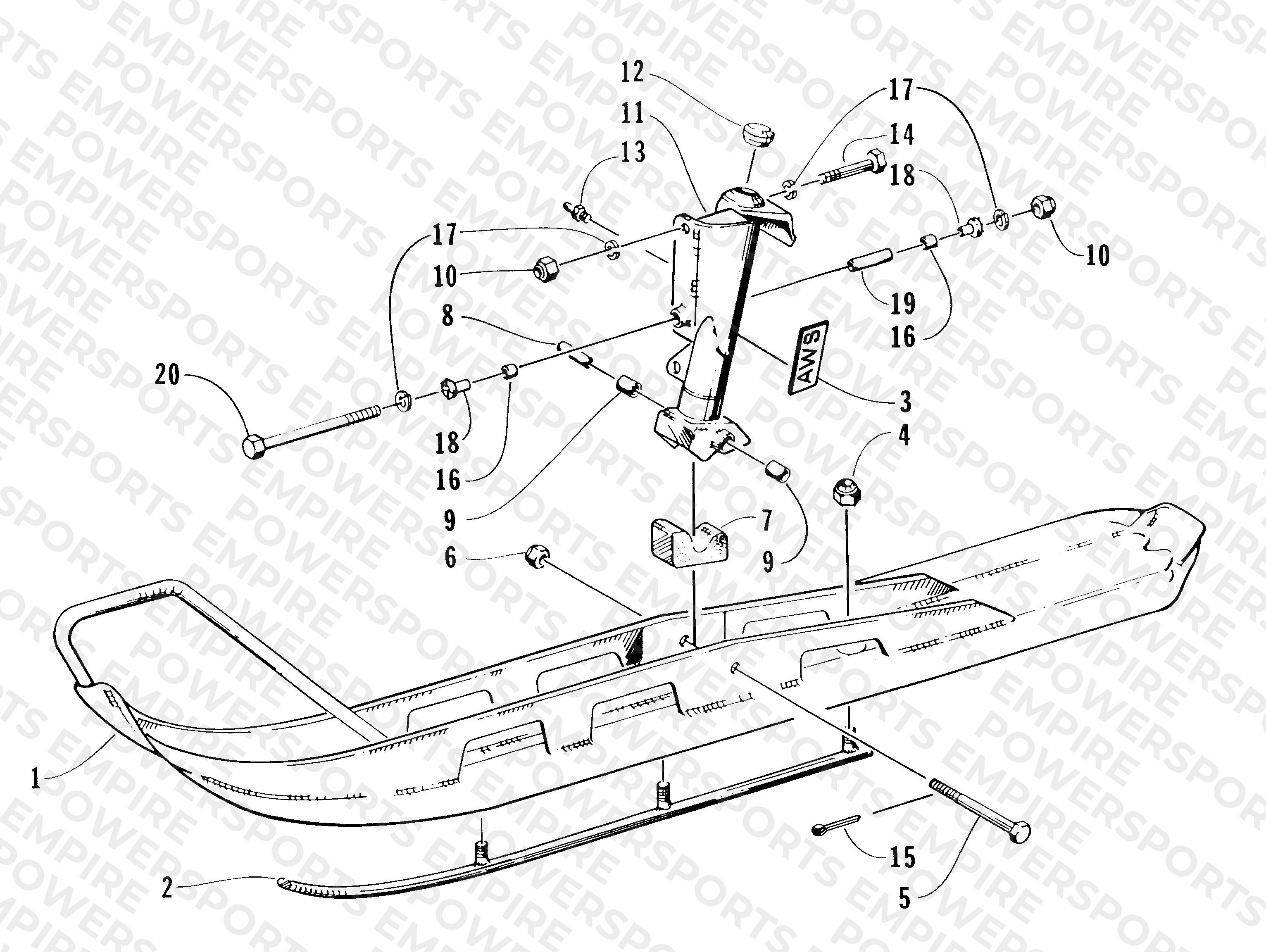 SKI AND SPINDLE ASSEMBLY
