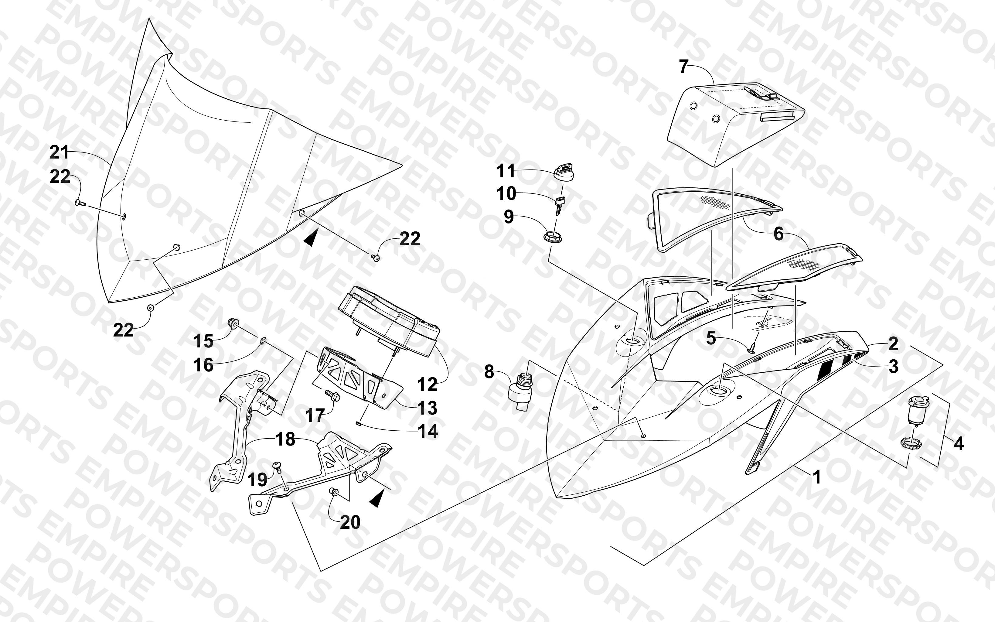 WINDSHIELD AND INSTRUMENTS ASSEMBLIES