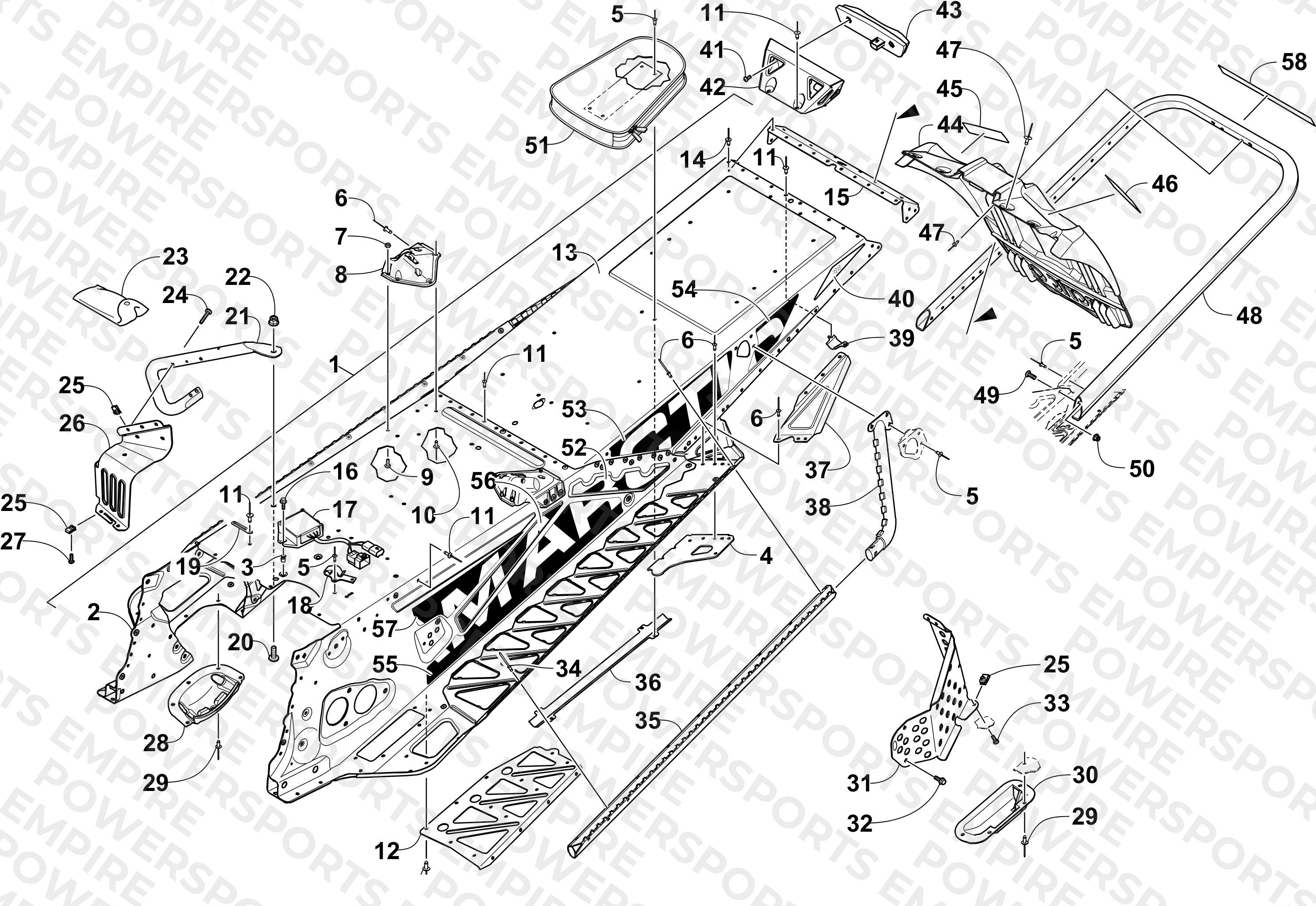 TUNNEL, REAR BUMPER, AND SNOWFLAP ASSEMBLY