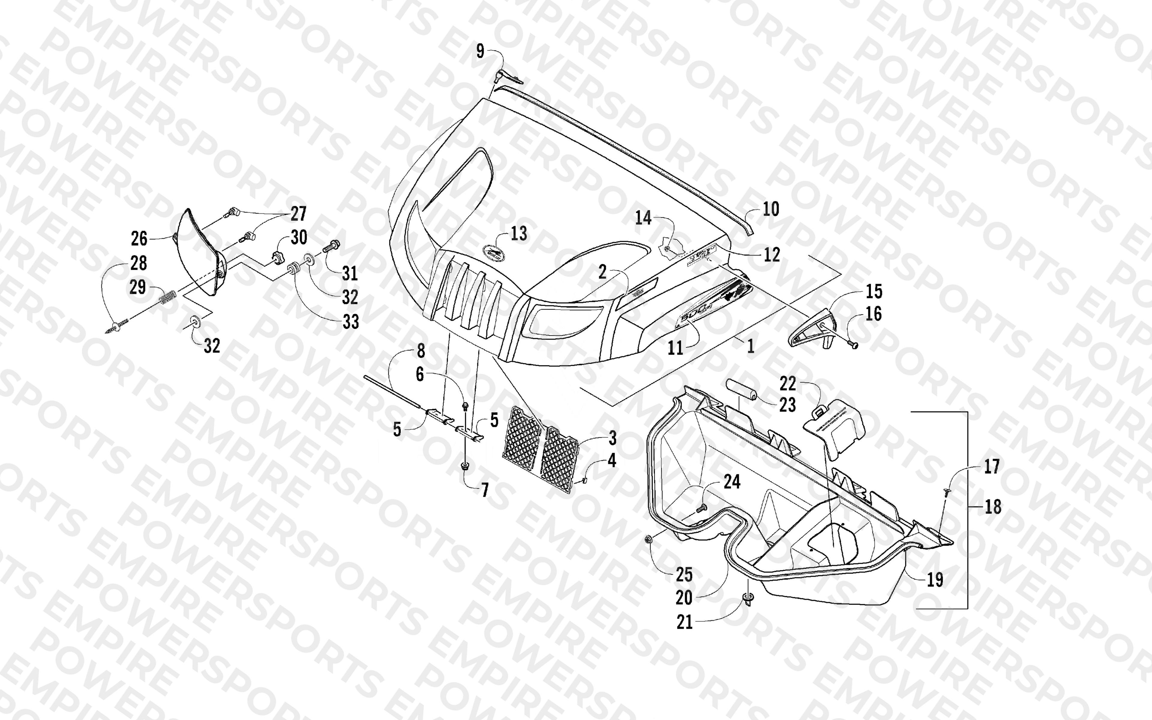 HOOD AND HEADLIGHT ASSEMBLY