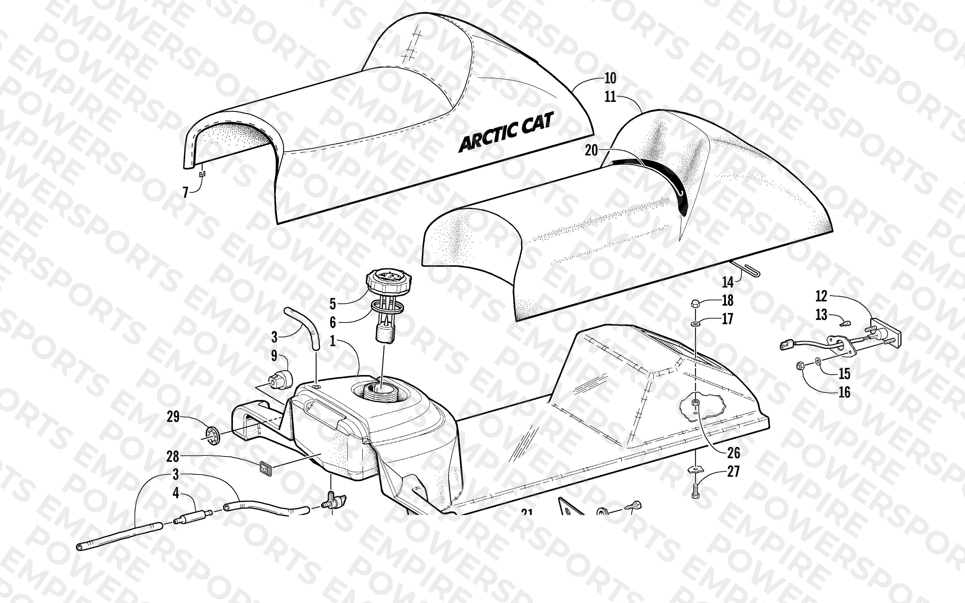 GAS TANK, SEAT, AND TAILLIGHT ASSEMBLY