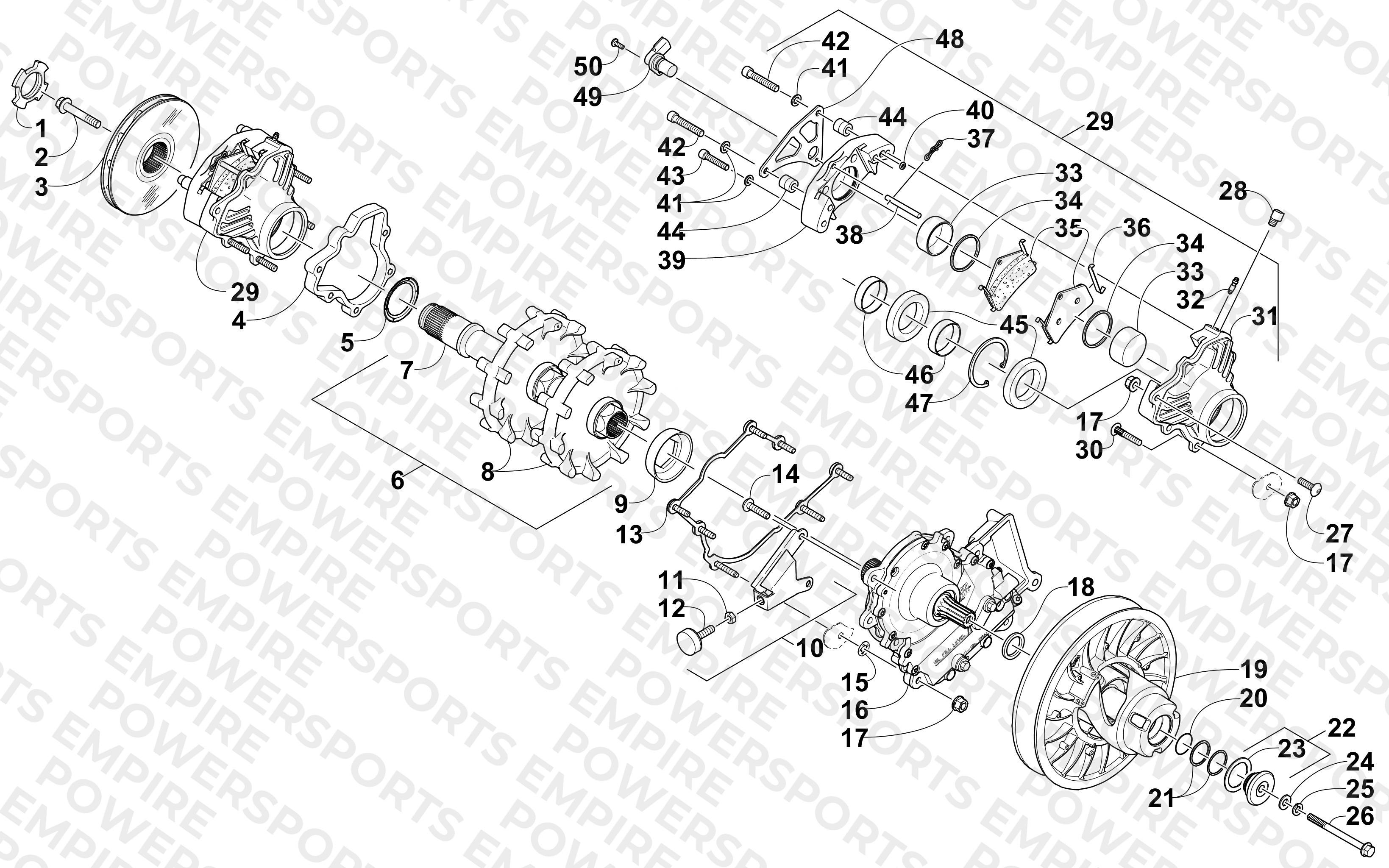 DRIVE TRAIN SHAFT AND BRAKE ASSEMBLIES