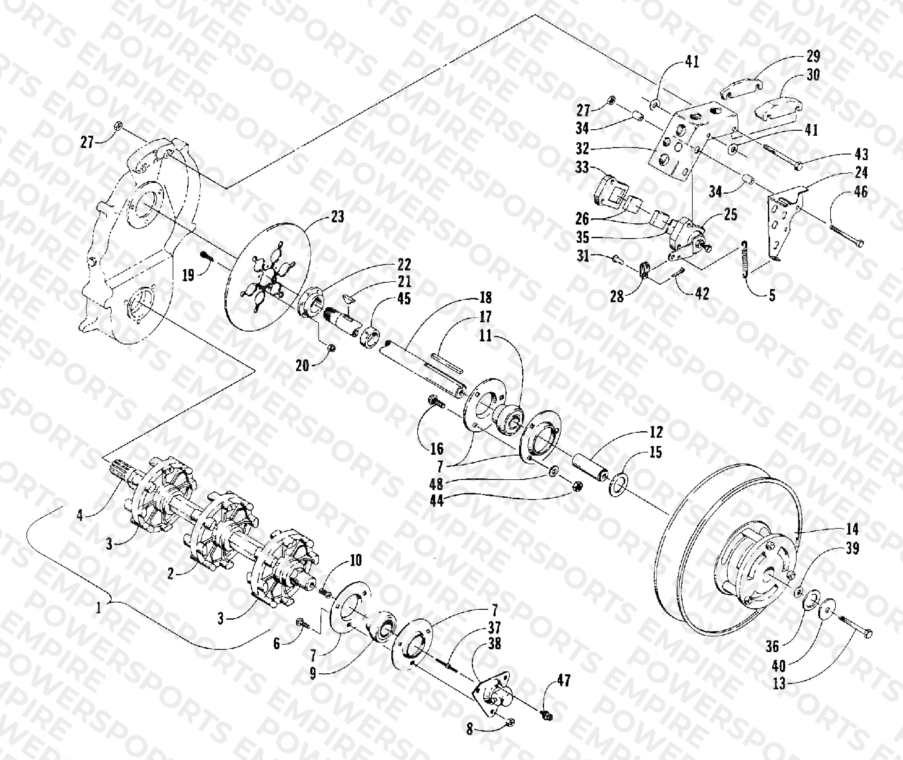 DRIVE TRAIN SHAFTS AND BRAKE ASSEMBLIES