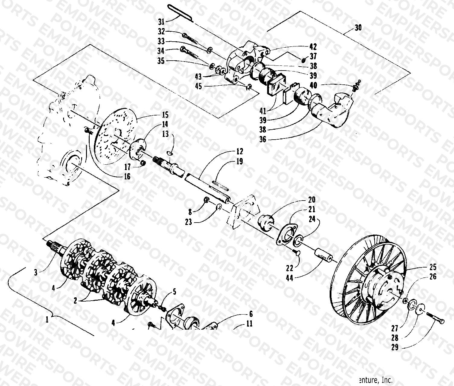 DRIVE TRAIN SHAFTS AND BRAKE ASSEMBLIES