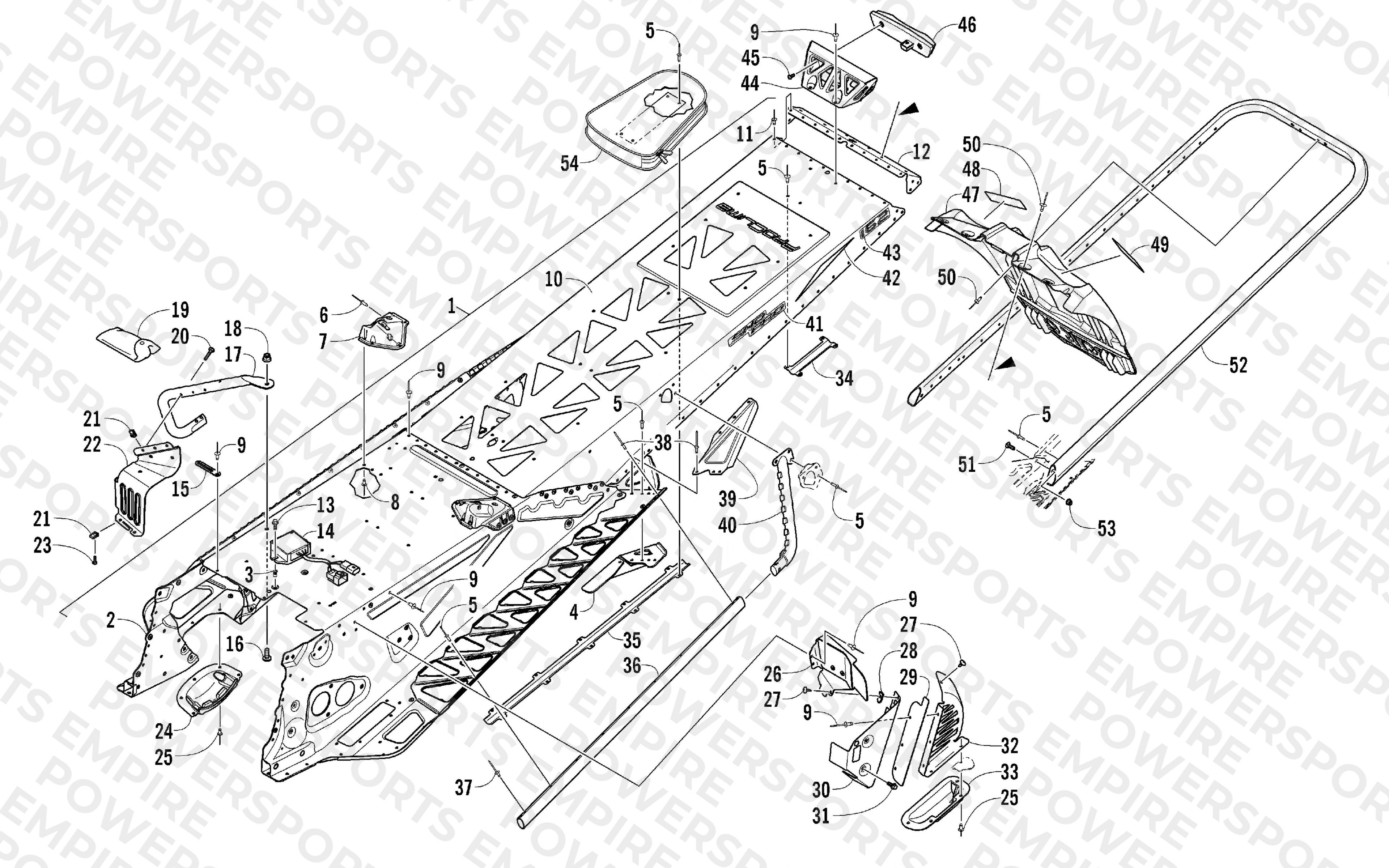 TUNNEL, REAR BUMPER, AND SNOWFLAP ASSEMBLY