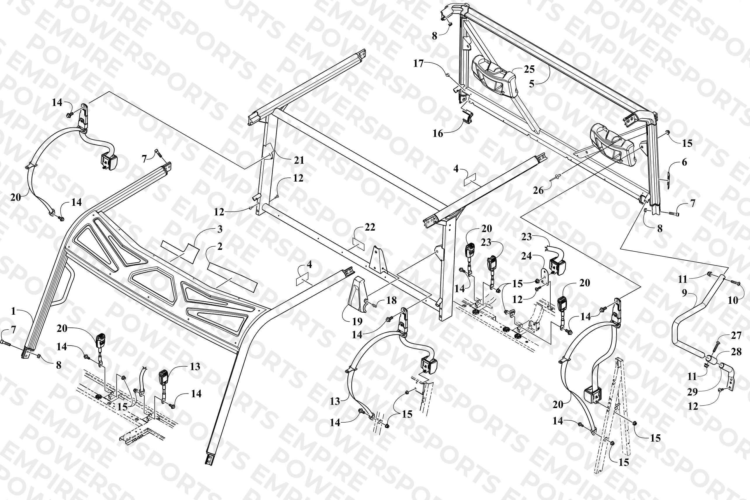 ROPS AND SEAT BELT ASSEMBLY