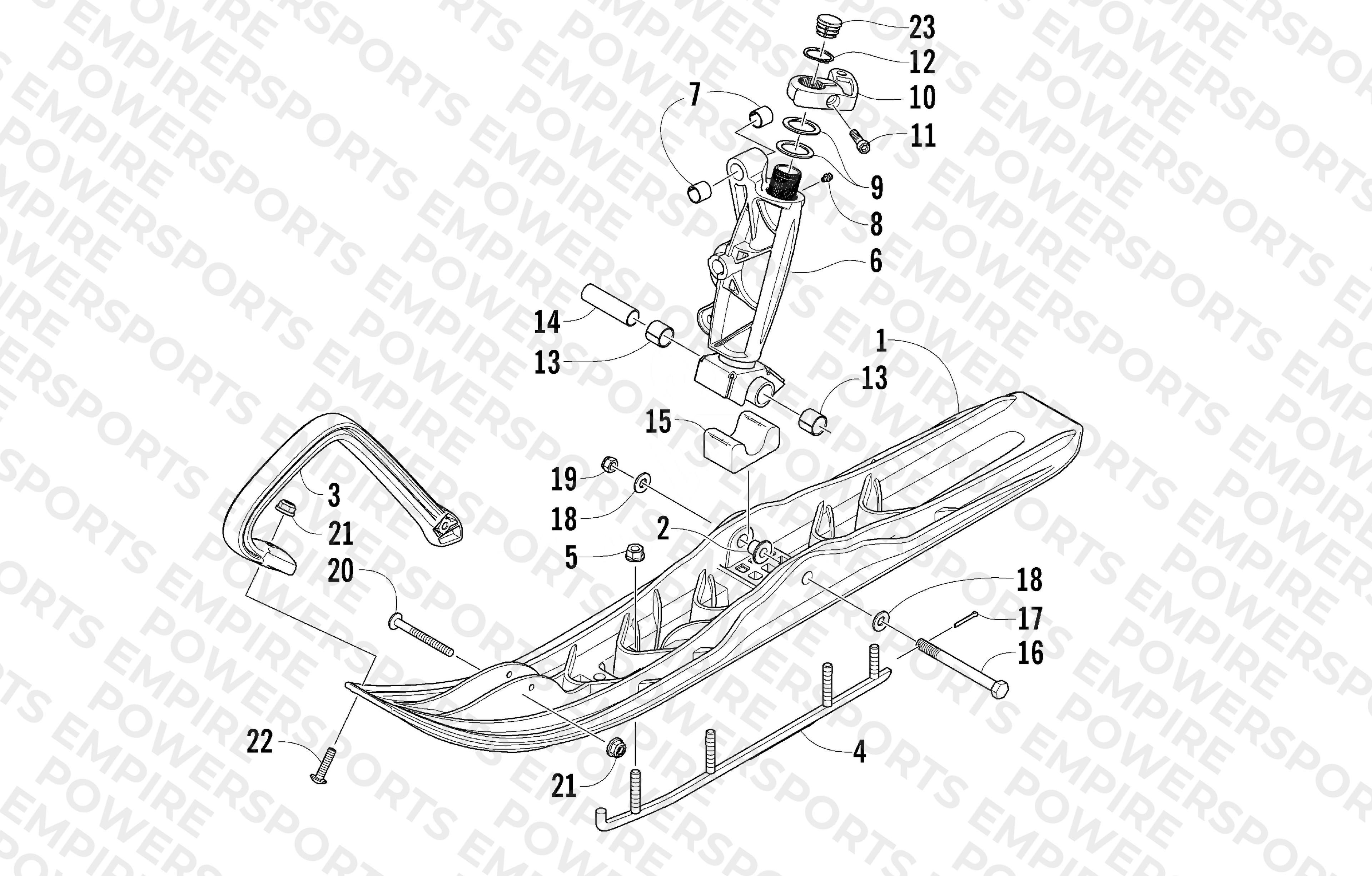 SKI AND SPINDLE ASSEMBLY