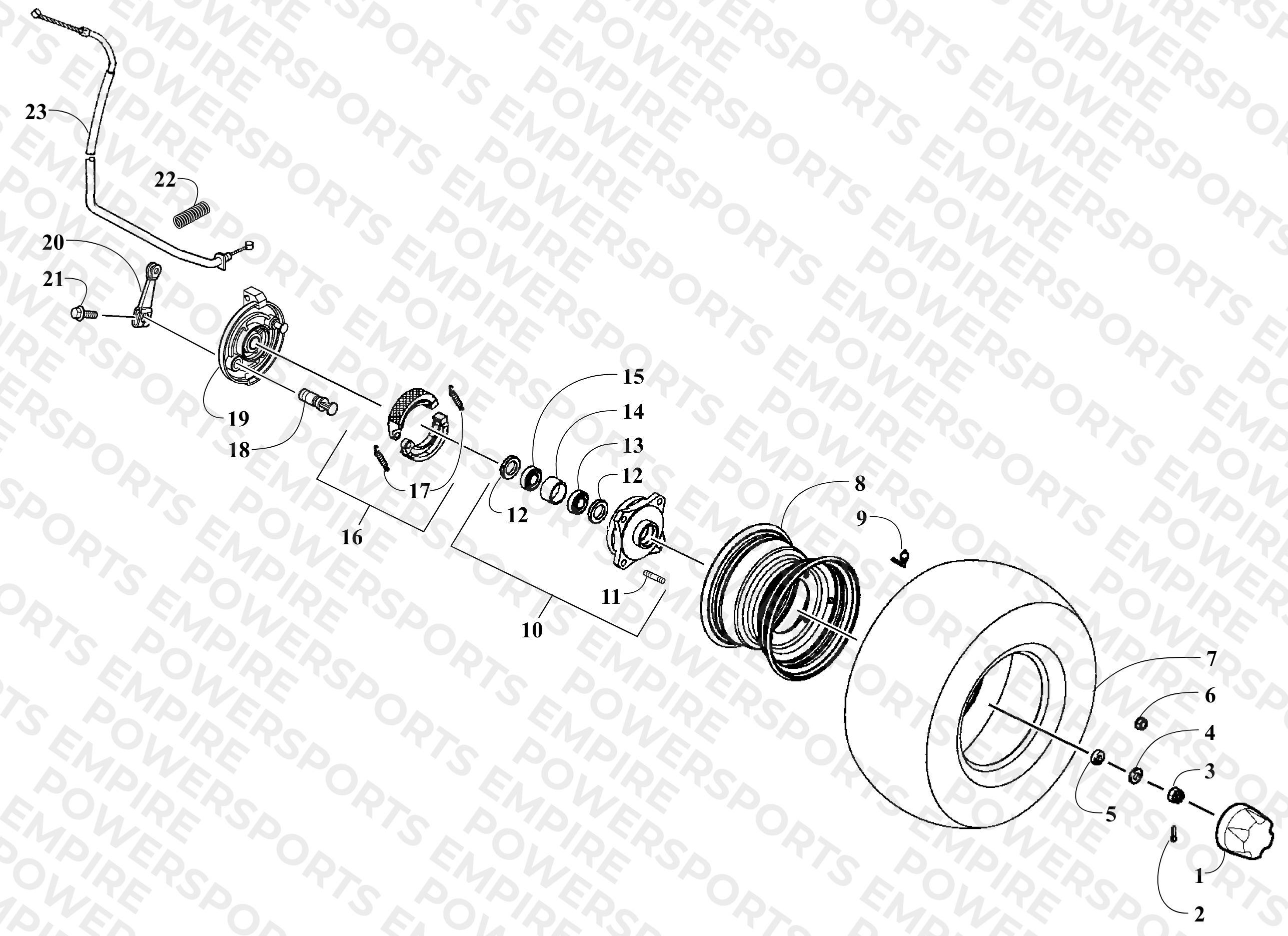 FRONT WHEEL AND BRAKE ASSEMBLIES