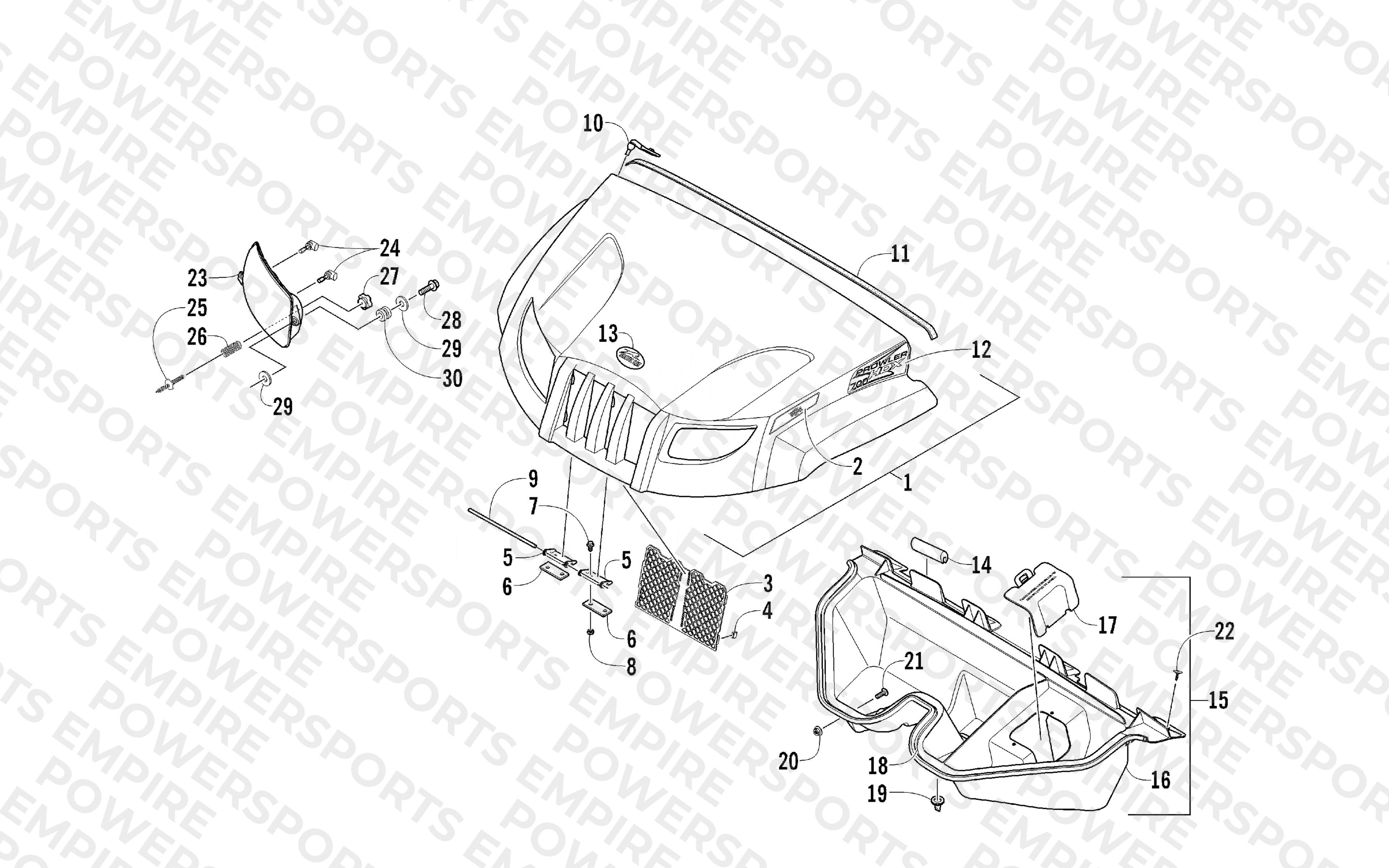 HOOD AND HEADLIGHT ASSEMBLY