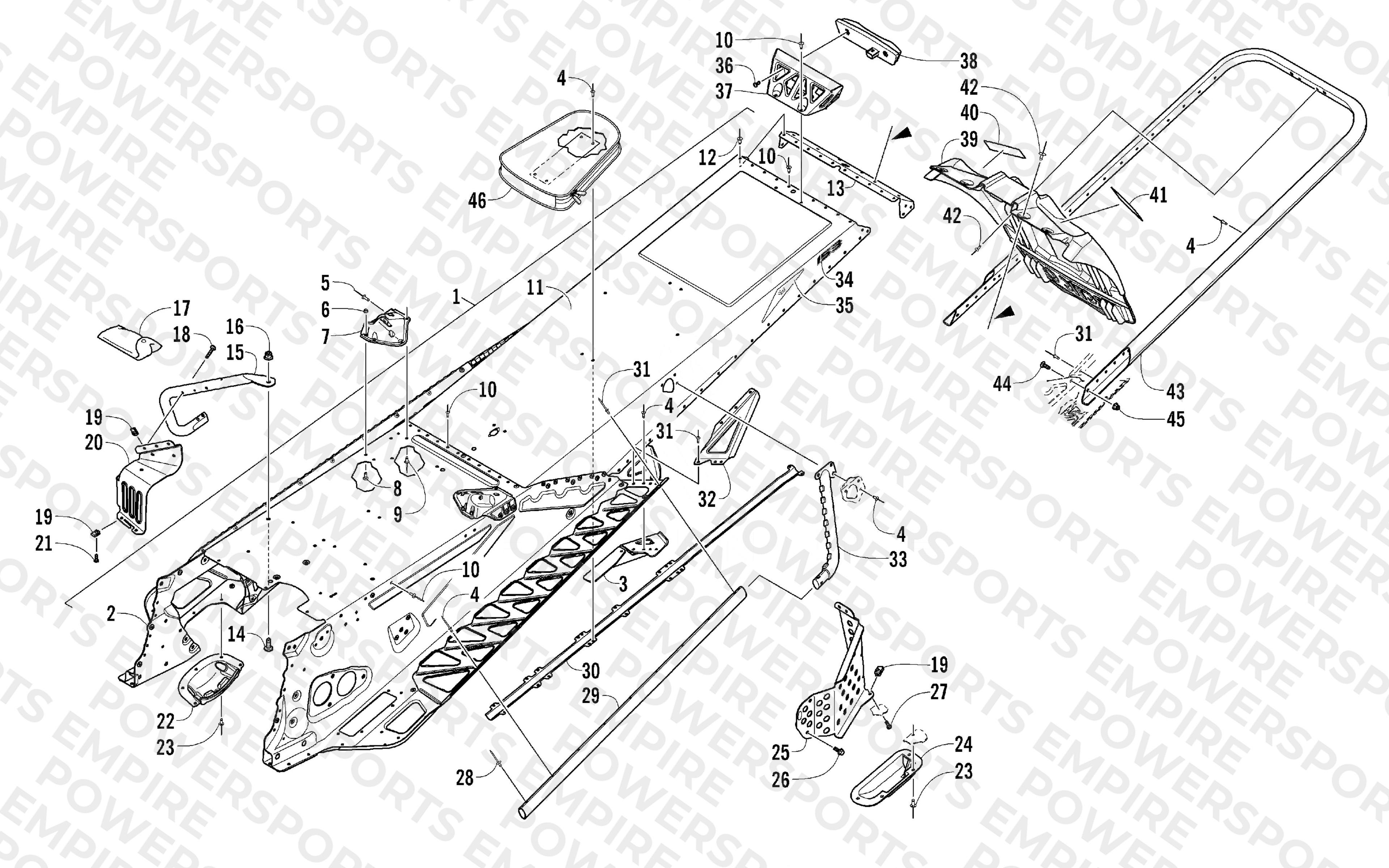 TUNNEL, REAR BUMPER, AND SNOWFLAP ASSEMBLY