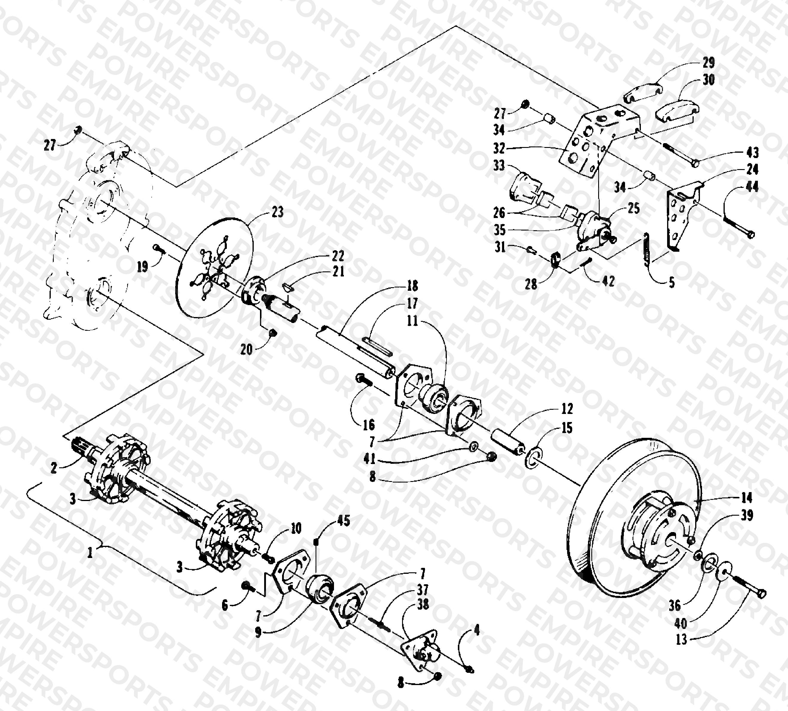 DRIVE TRAIN SHAFTS AND BRAKE ASSEMBLIES