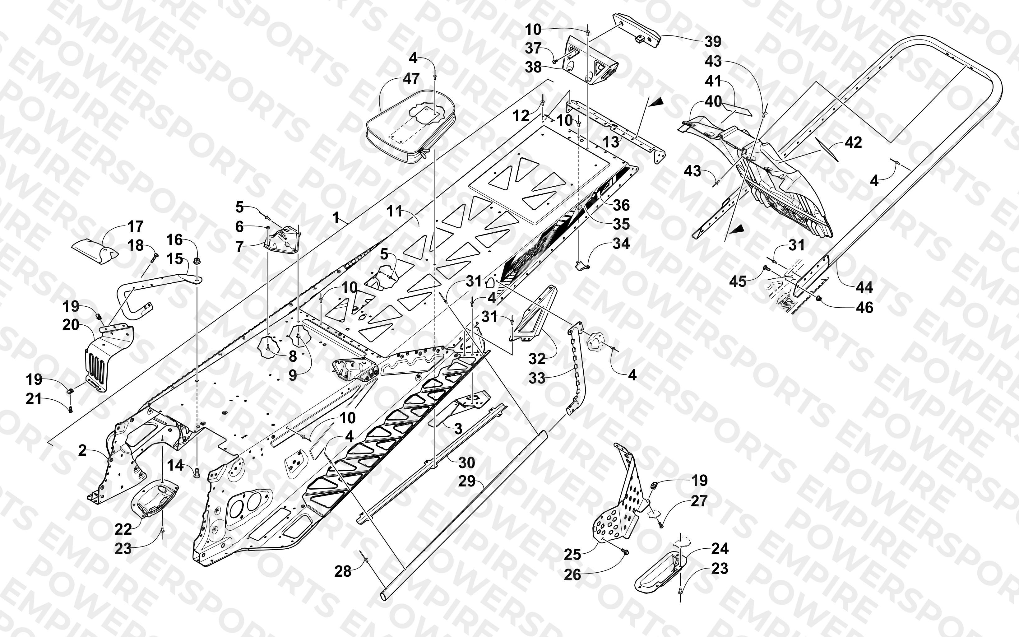 TUNNEL, REAR BUMPER, AND SNOWFLAP ASSEMBLY