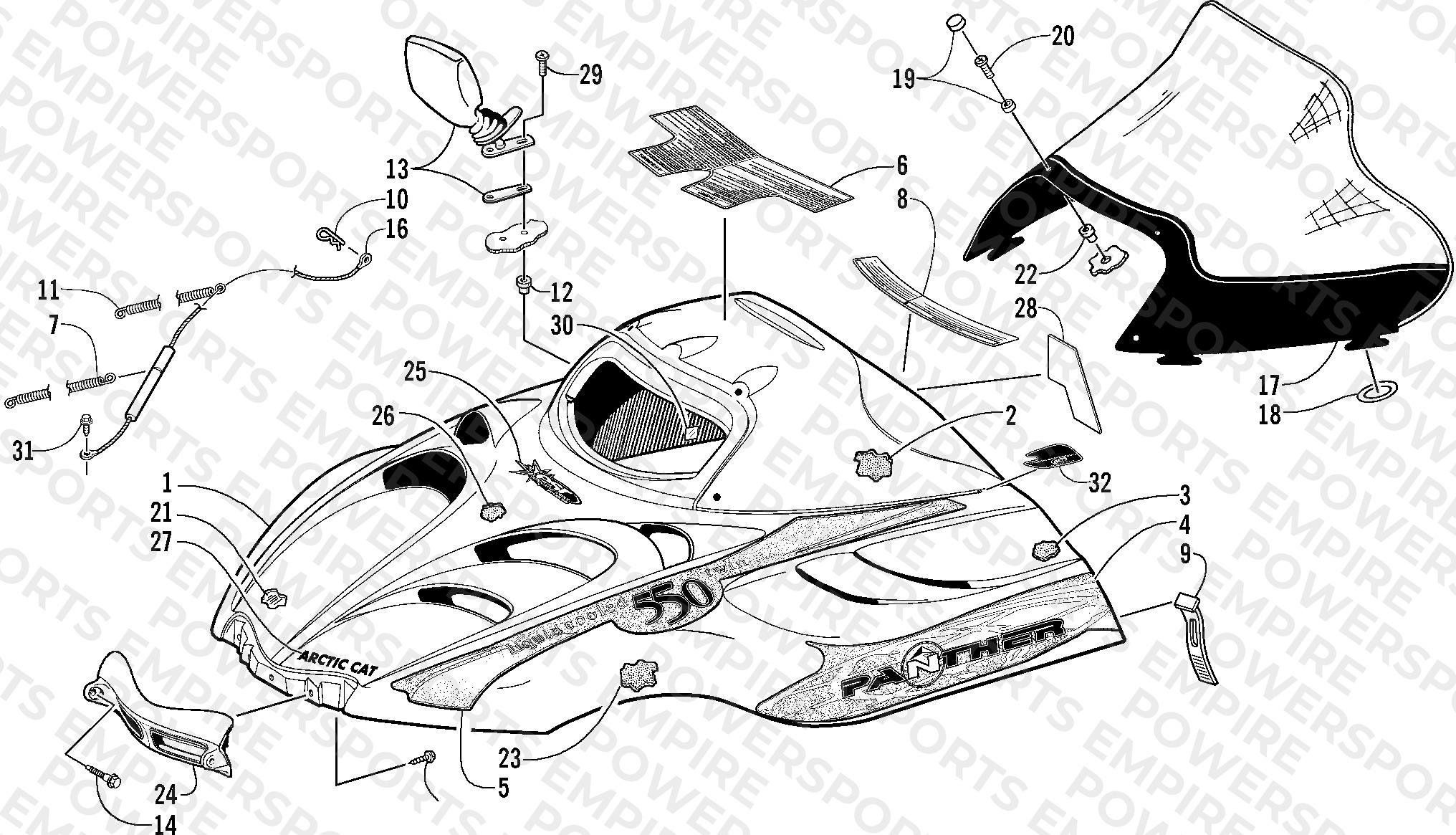 HOOD AND WINDSHIELD ASSEMBLY