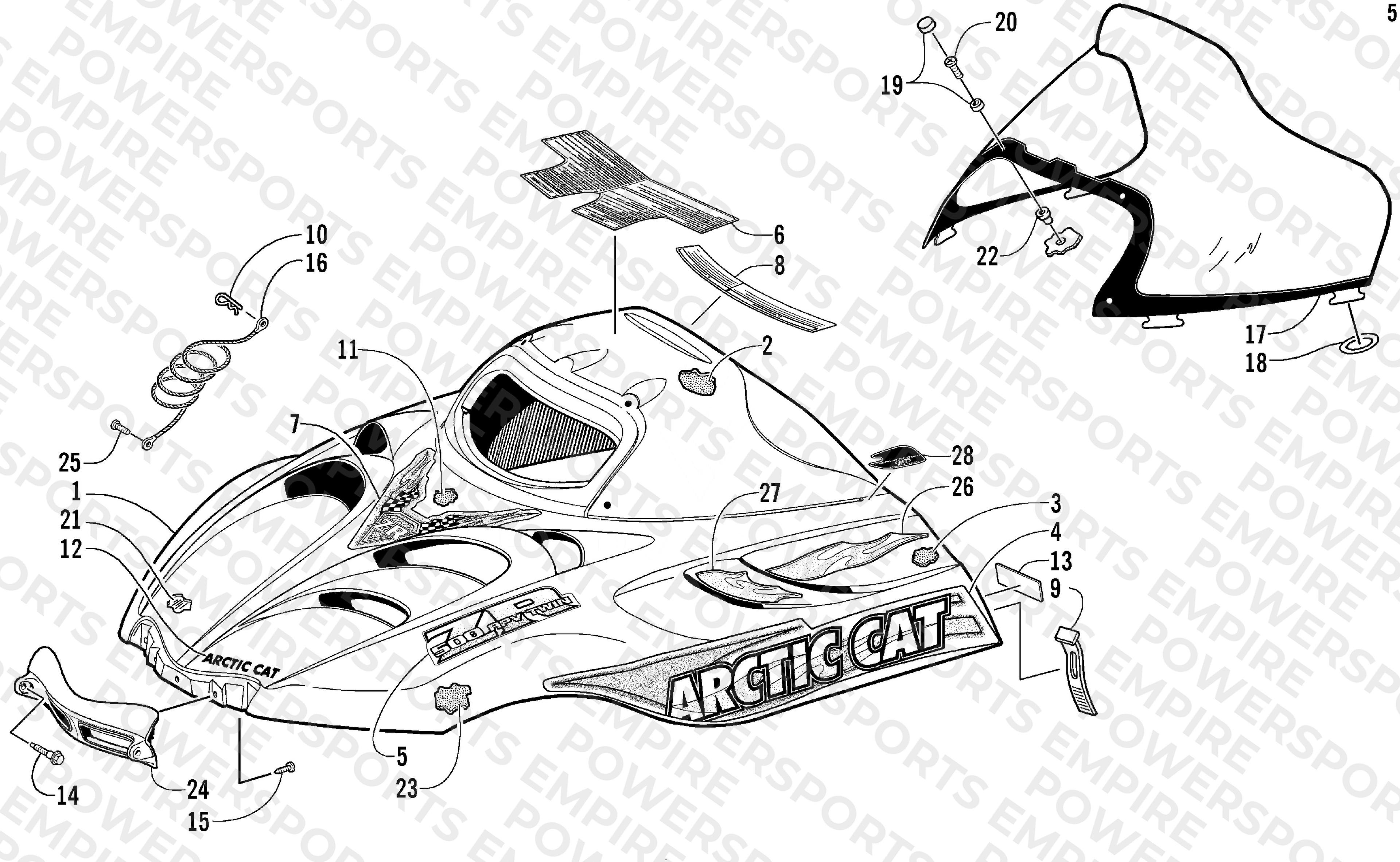 HOOD AND WINDSHIELD ASSEMBLY