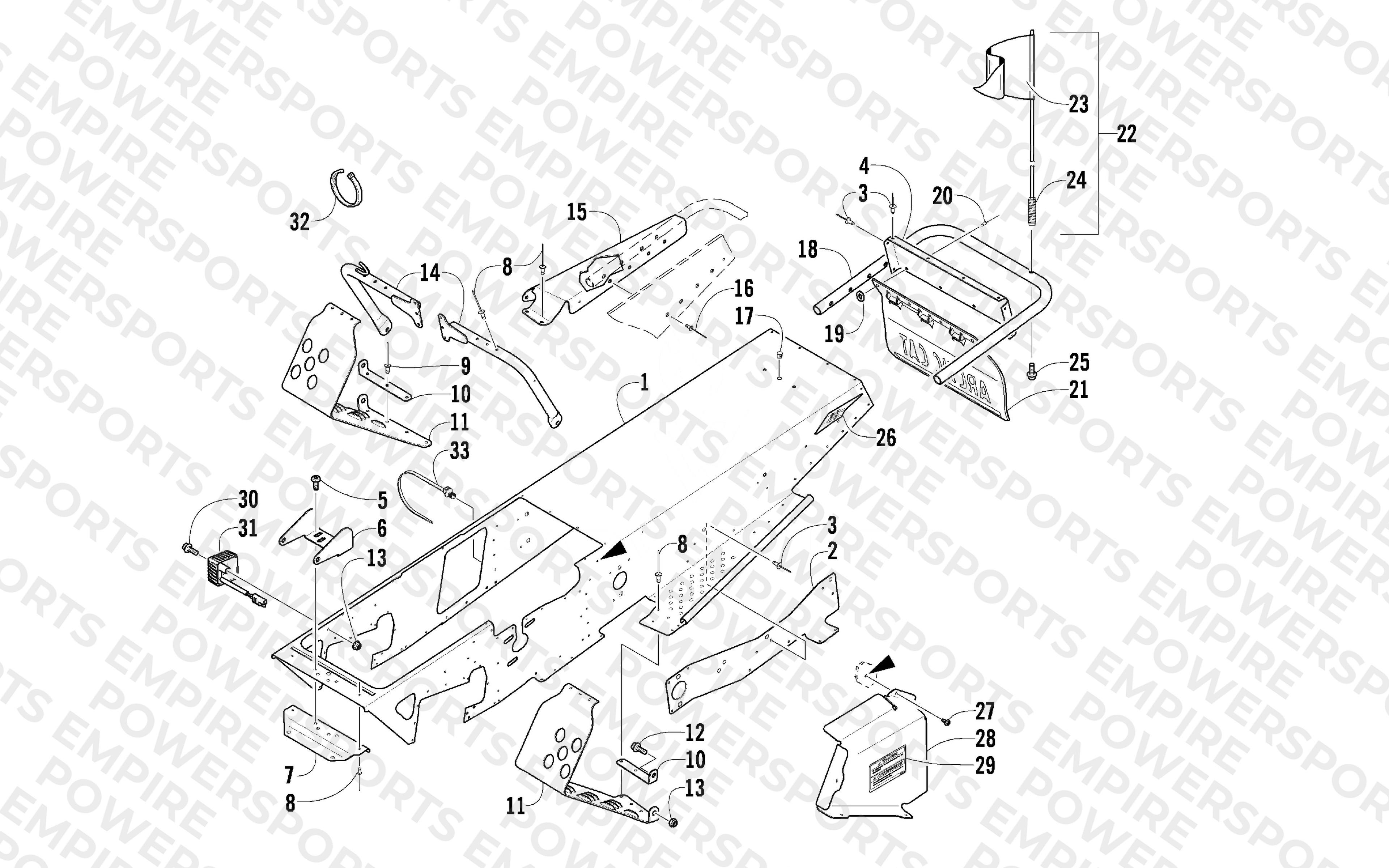 CHASSIS, FOOTREST, AND REAR BUMPER ASSEMBLY
