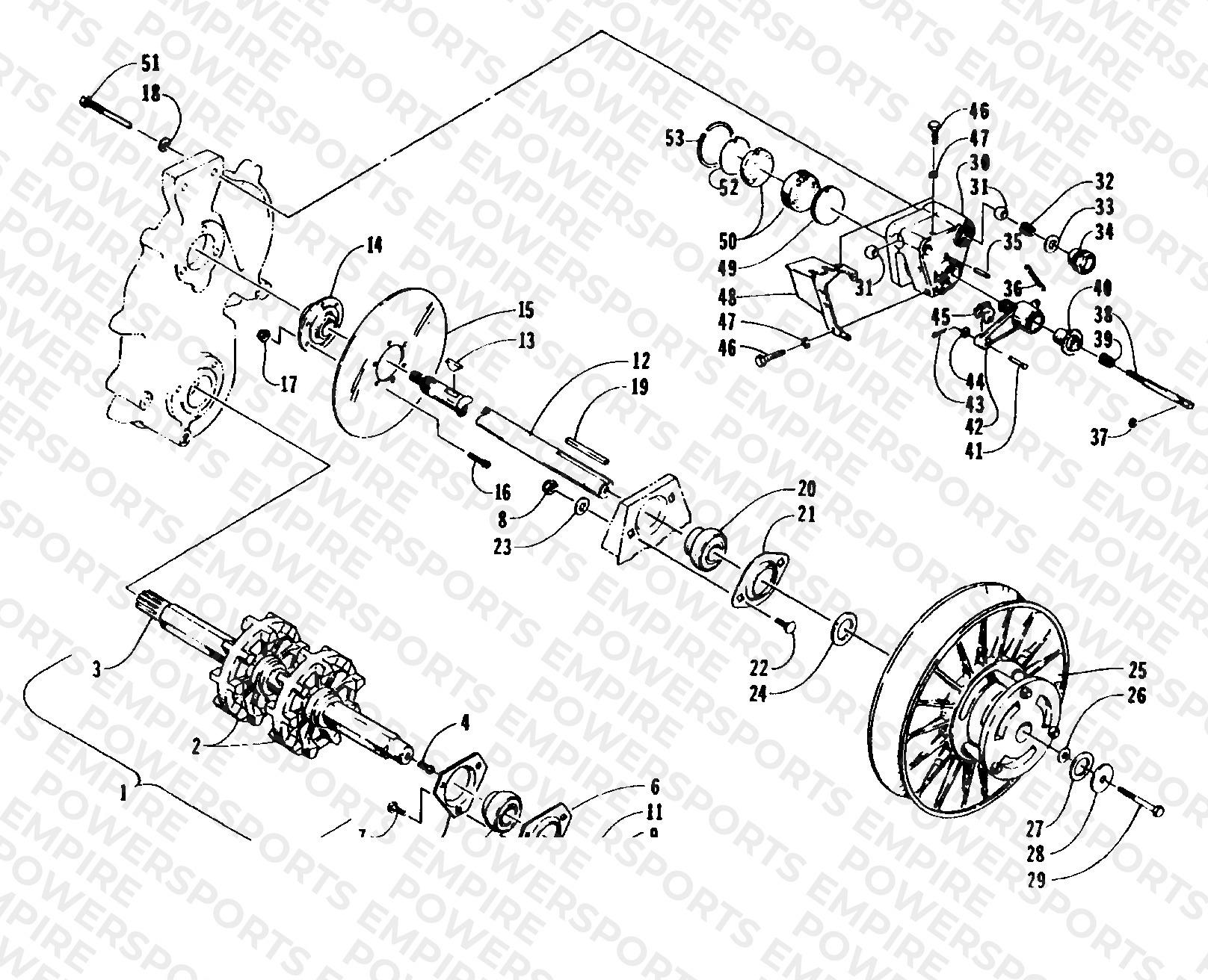 DRIVE TRAIN SHAFTS AND BRAKE ASSEMBLIES