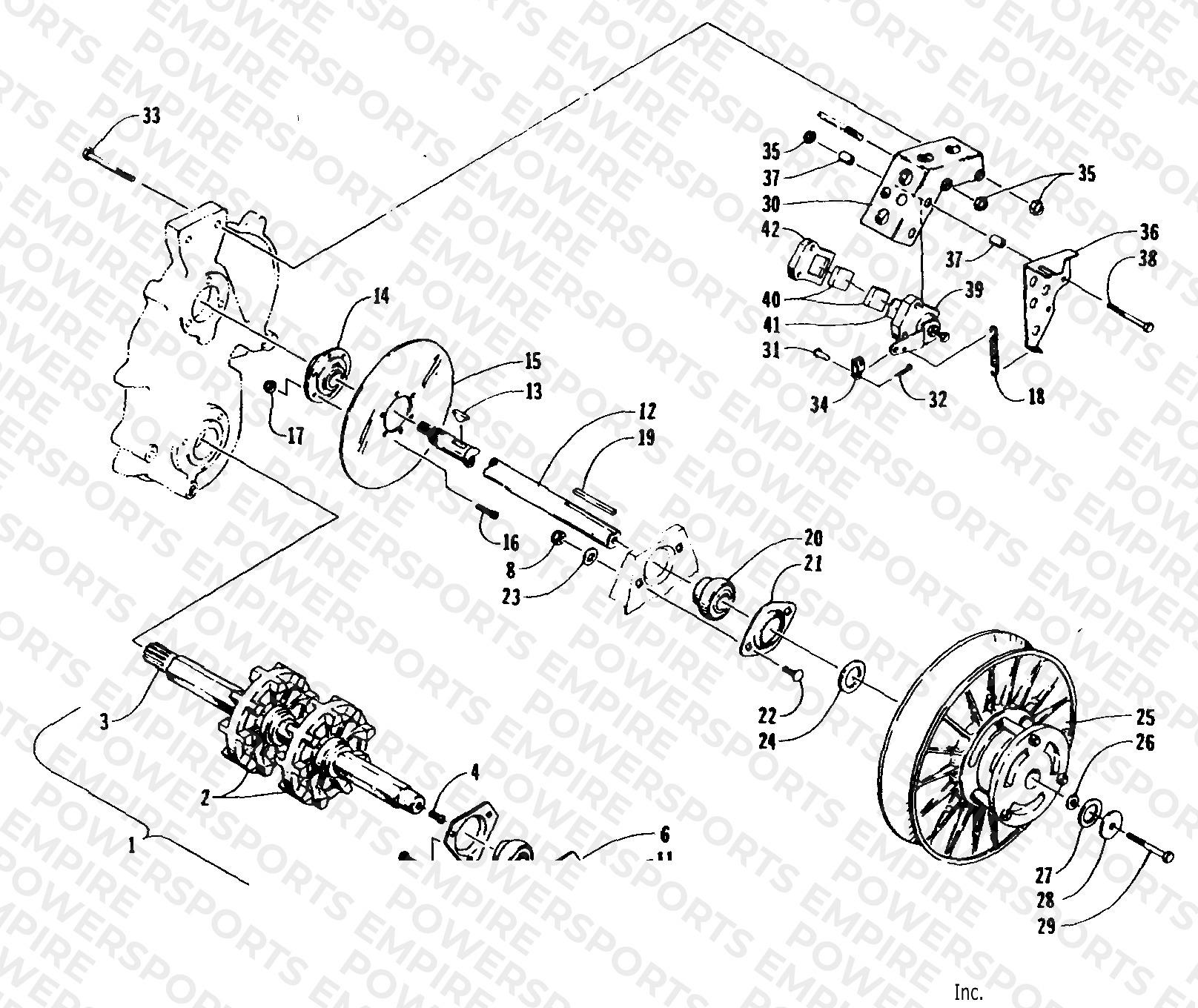 DRIVE TRAIN SHAFTS AND BRAKE ASSEMBLIES