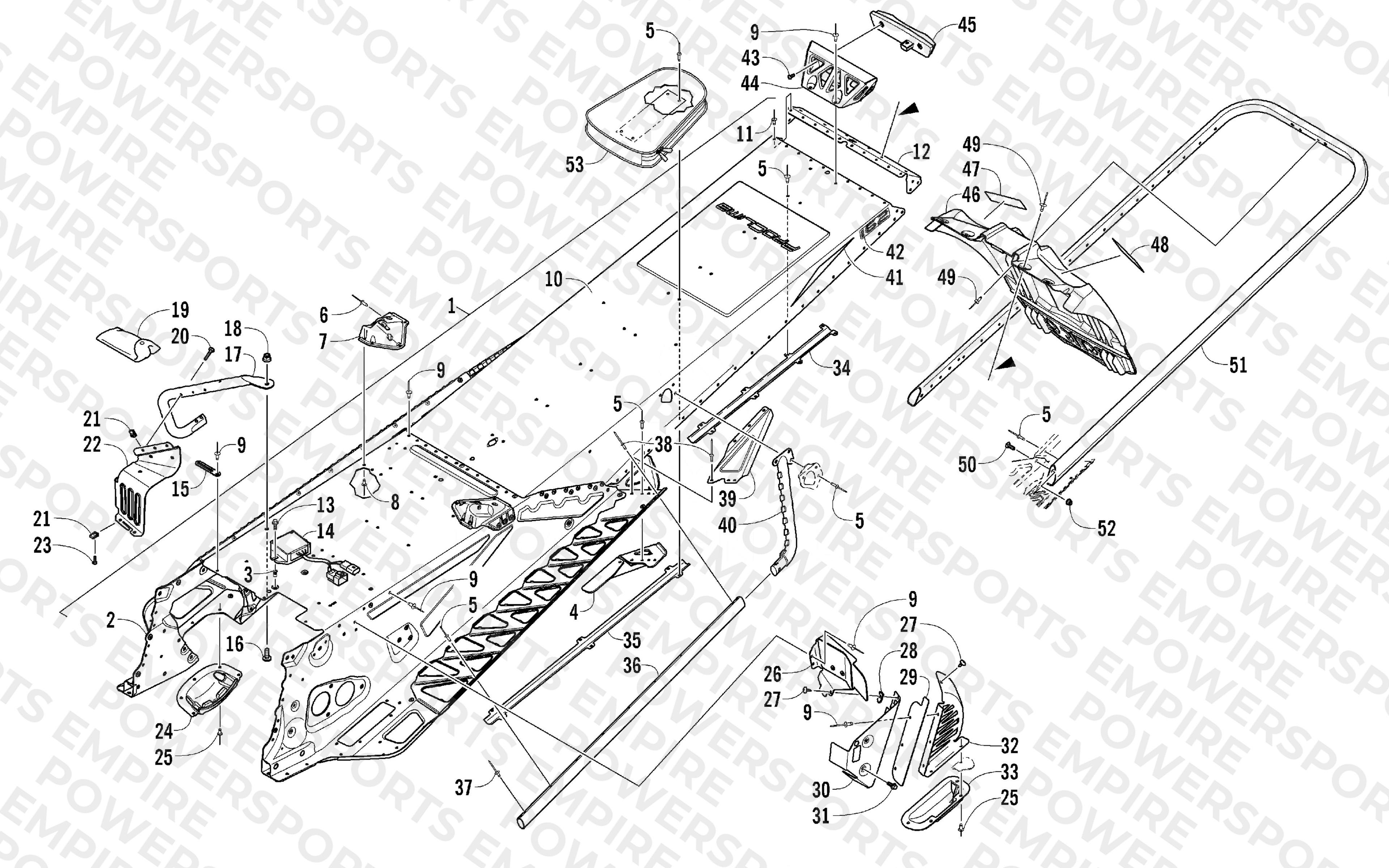 TUNNEL, REAR BUMPER, AND SNOWFLAP ASSEMBLY