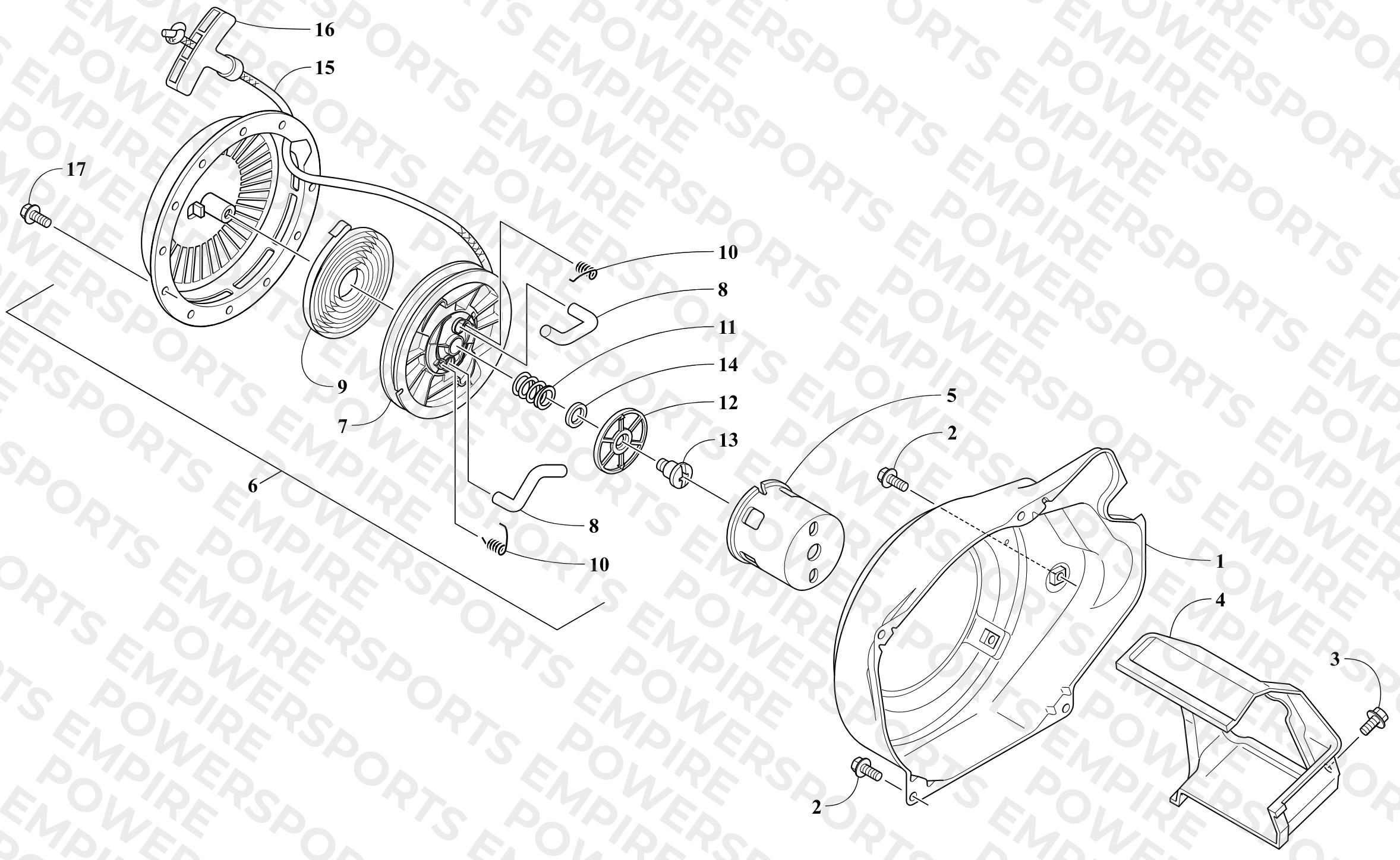 RECOIL STARTER AND AIR SHROUD ASSEMBLY