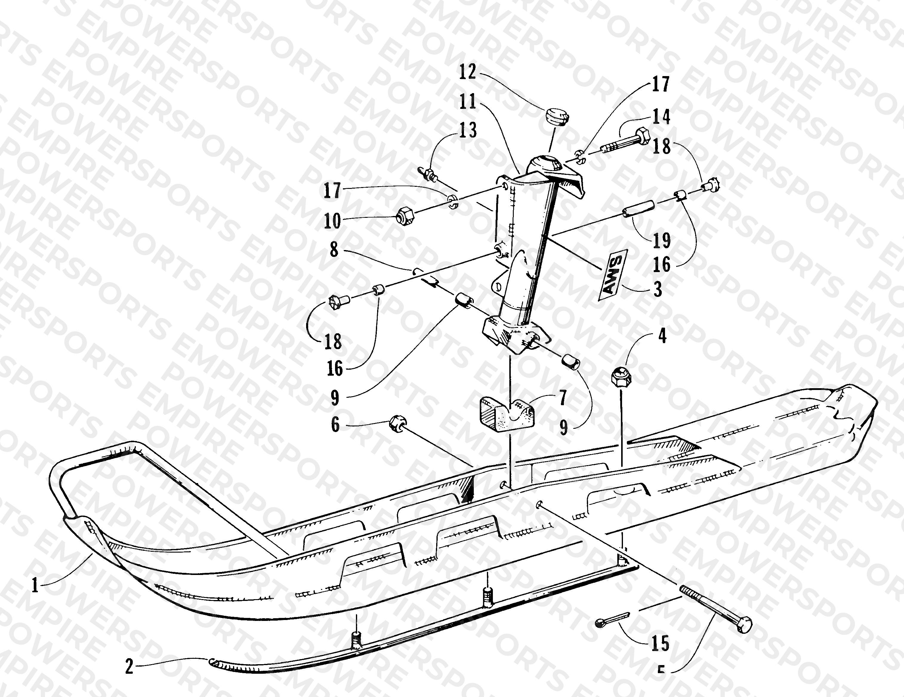 SKI AND SPINDLE ASSEMBLY