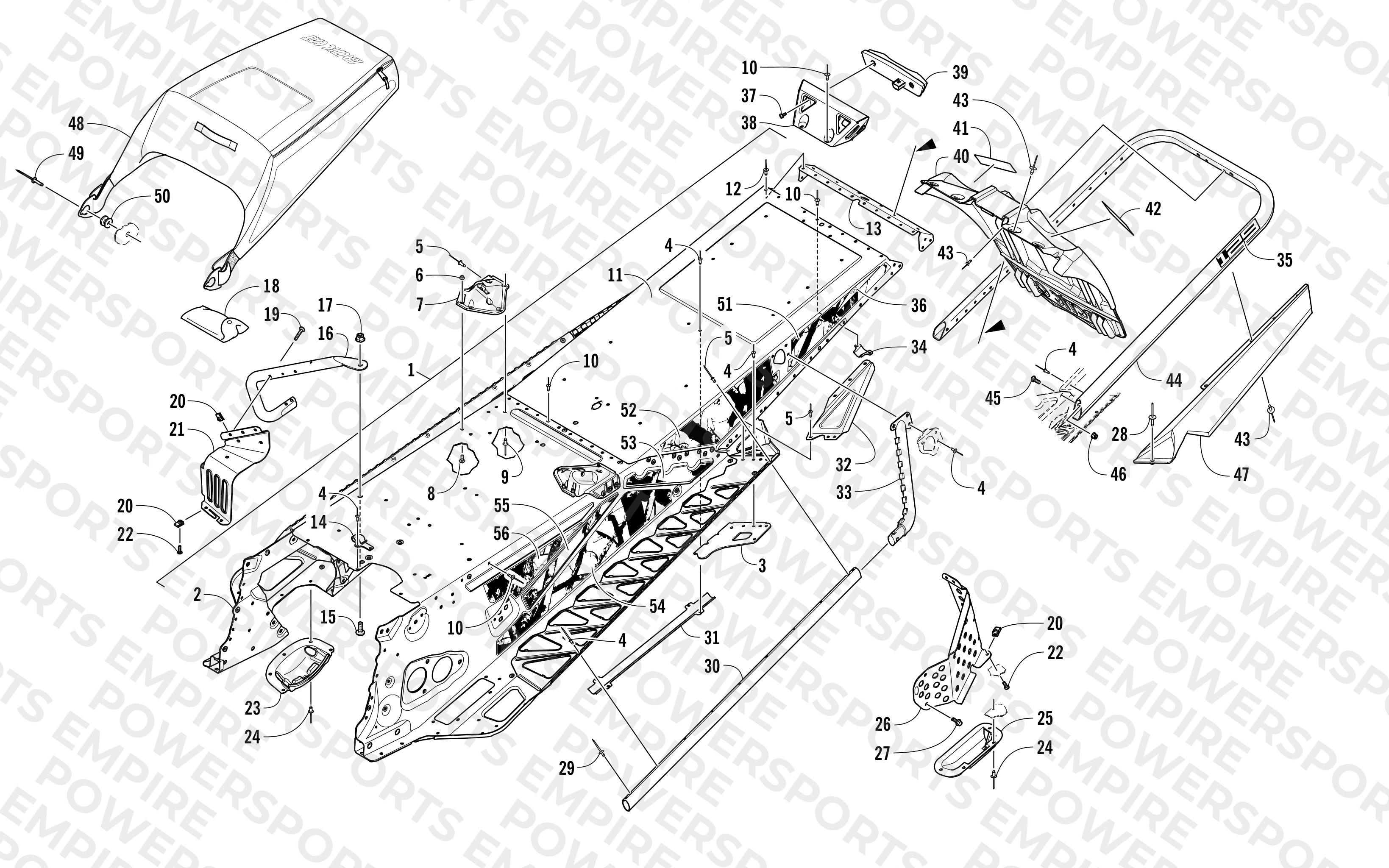 TUNNEL, REAR BUMPER, AND SNOWFLAP ASSEMBLY