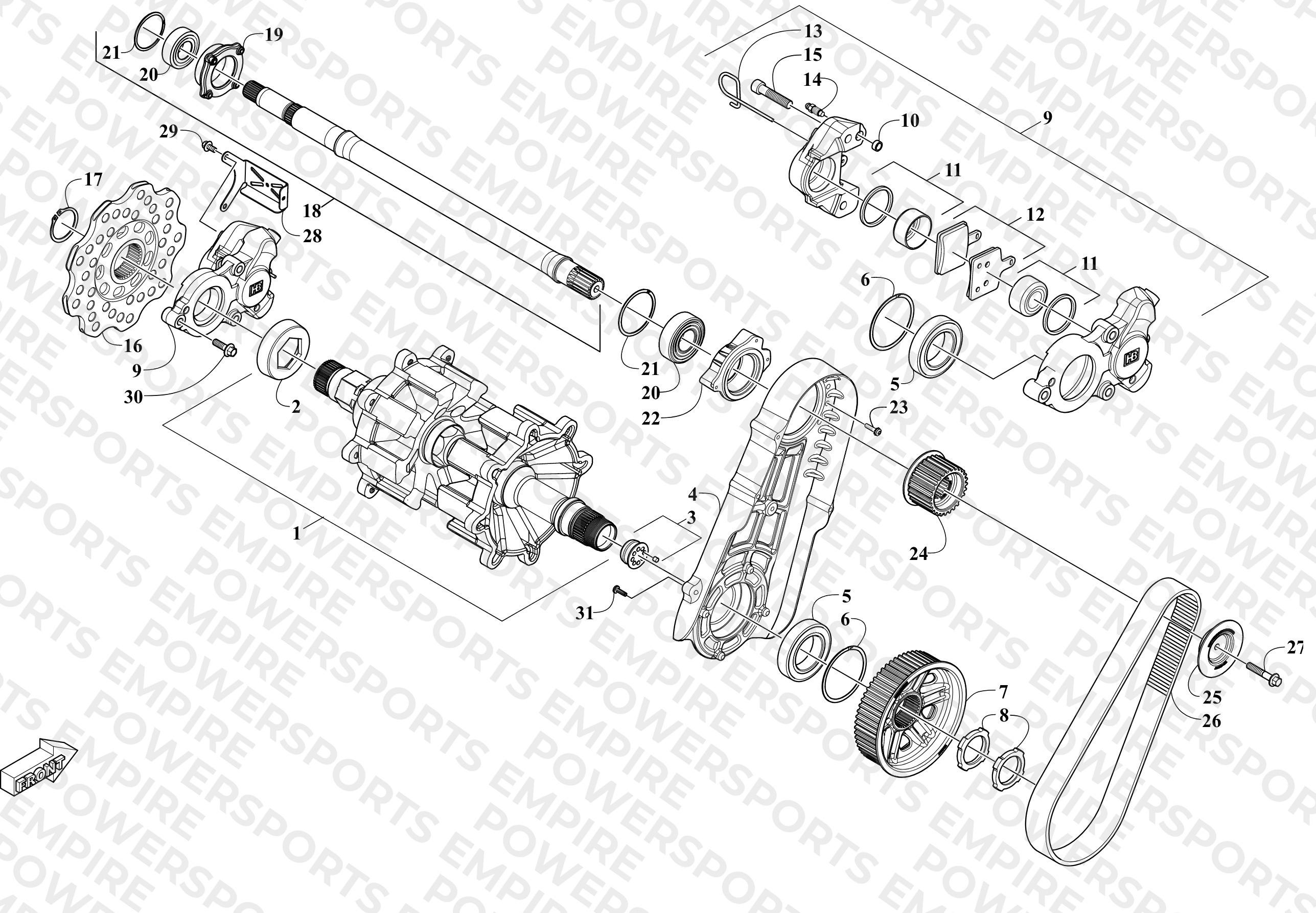 DRIVE TRAIN SHAFTS AND BRAKE ASSEMBLIES