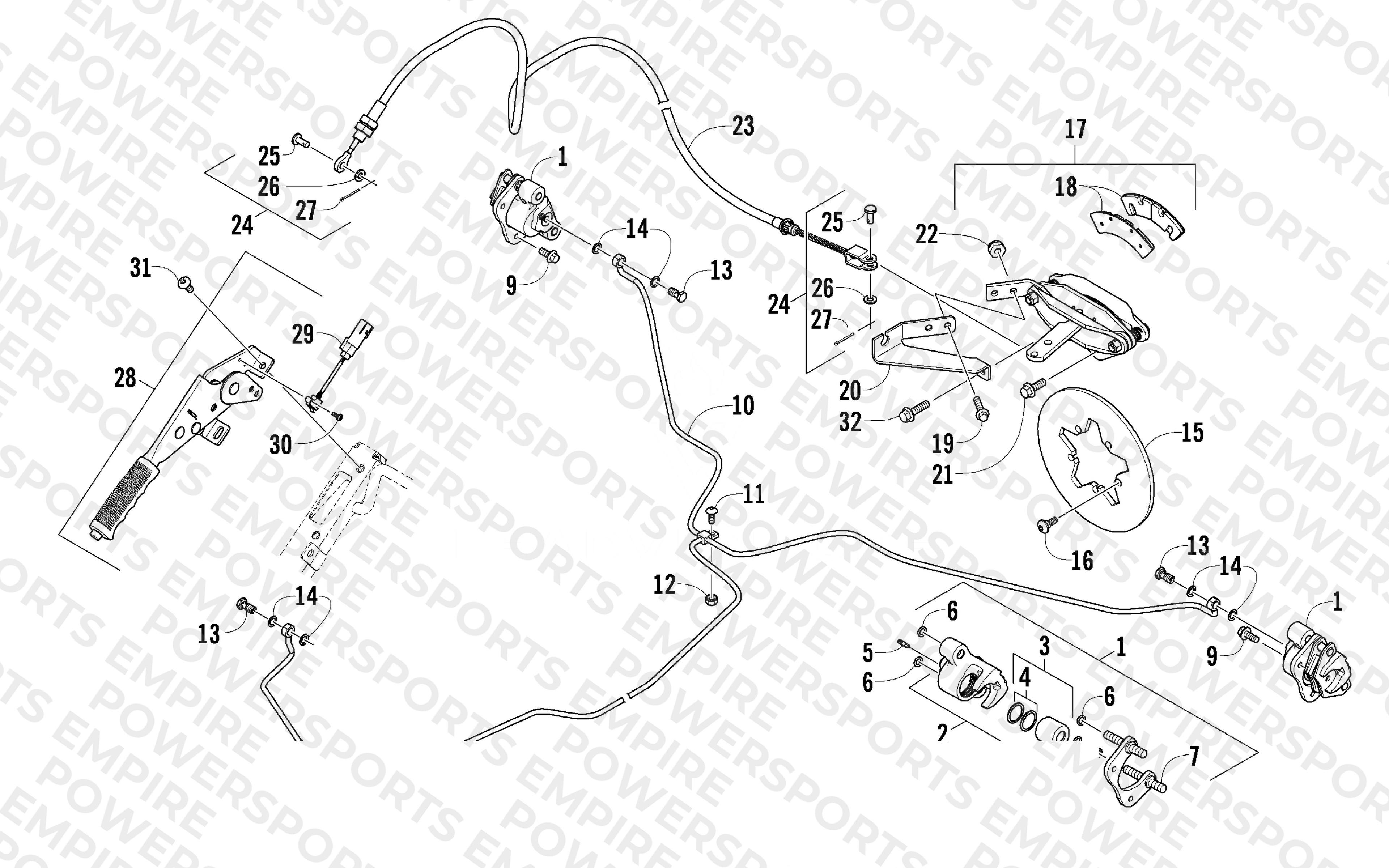REAR AND PARKING BRAKE ASSEMBLY