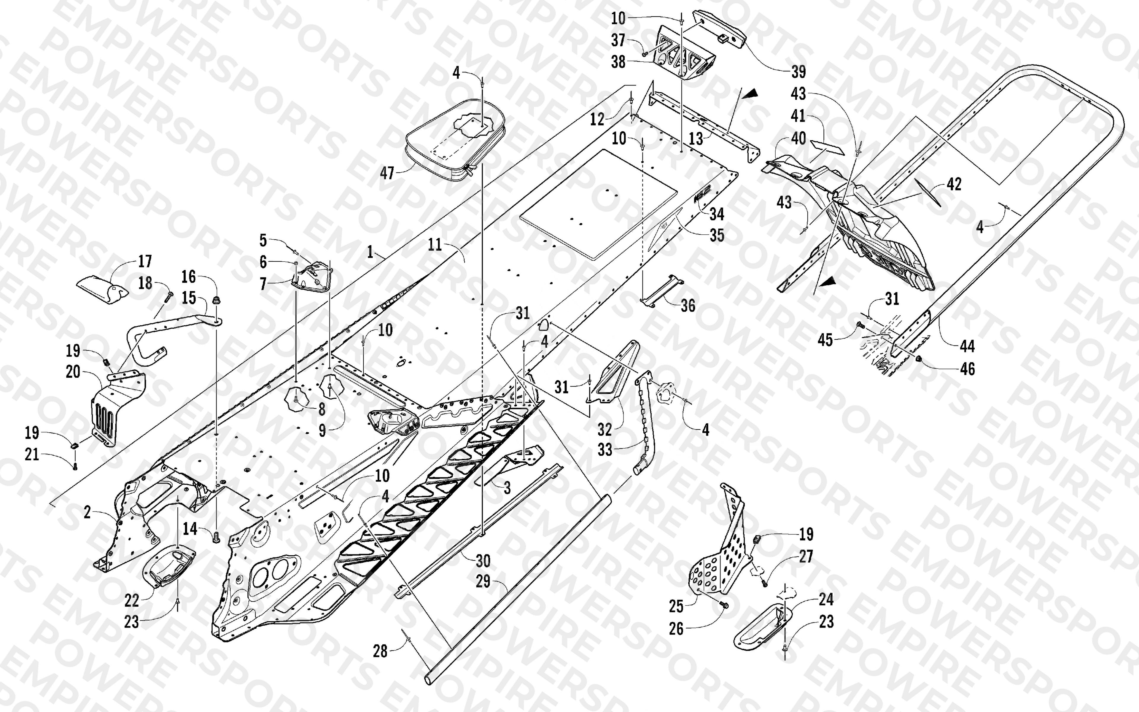 TUNNEL, REAR BUMPER, AND SNOWFLAP ASSEMBLY