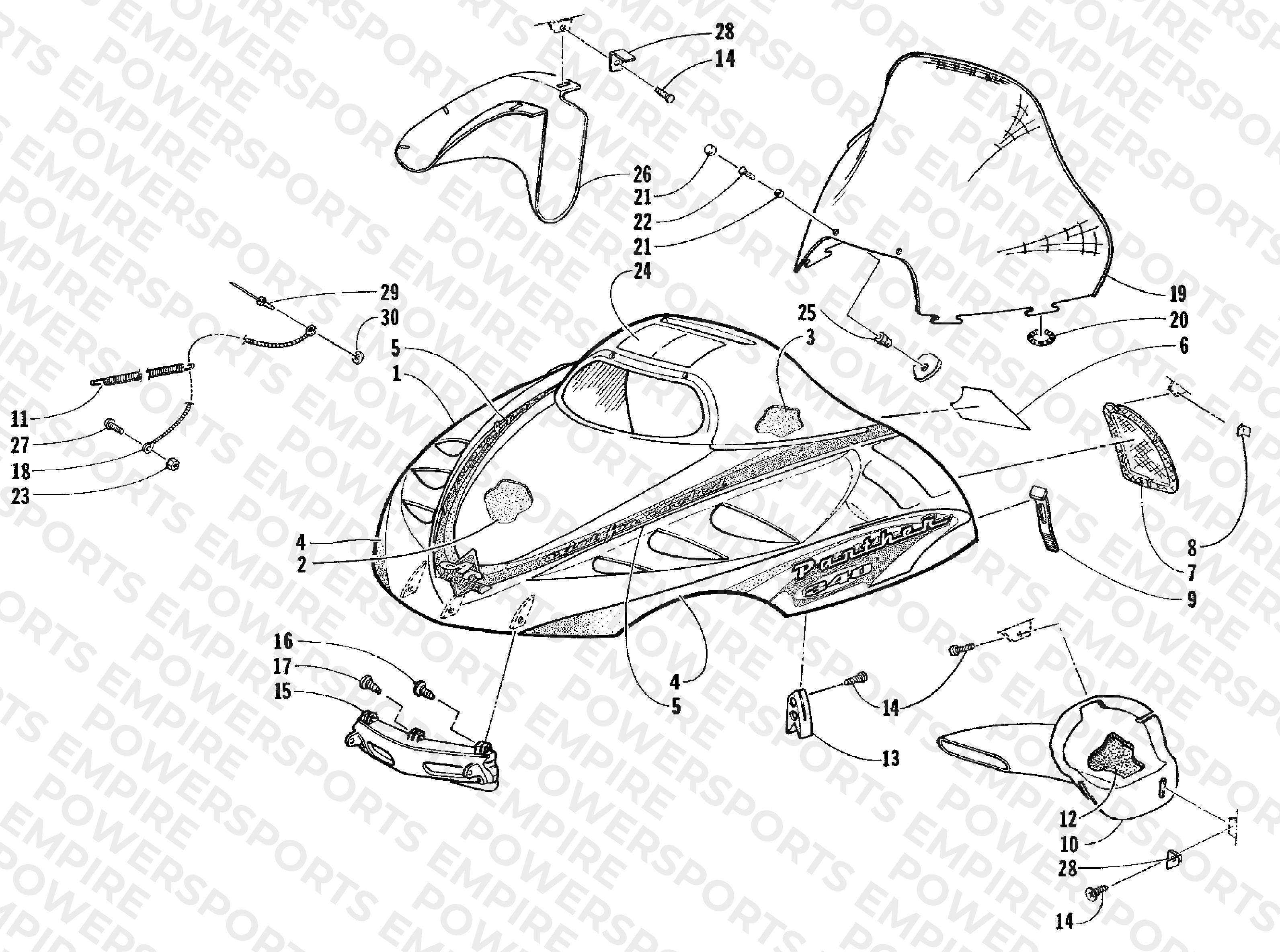 HOOD AND WINDSHIELD ASSEMBLY