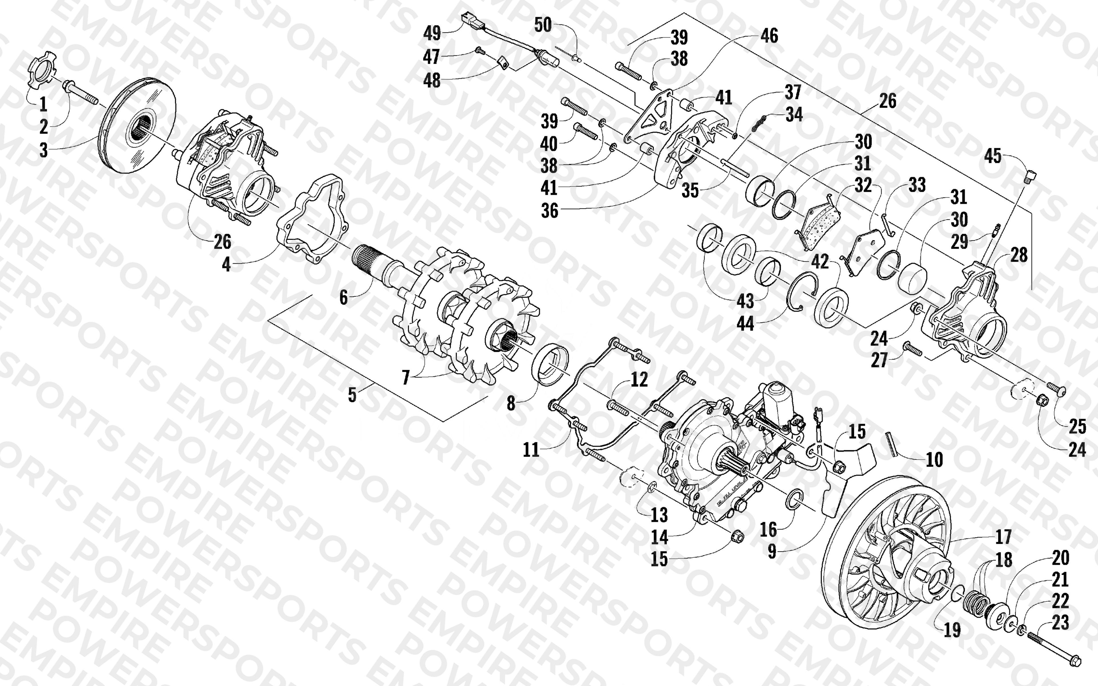 DRIVE TRAIN SHAFT AND BRAKE ASSEMBLIES