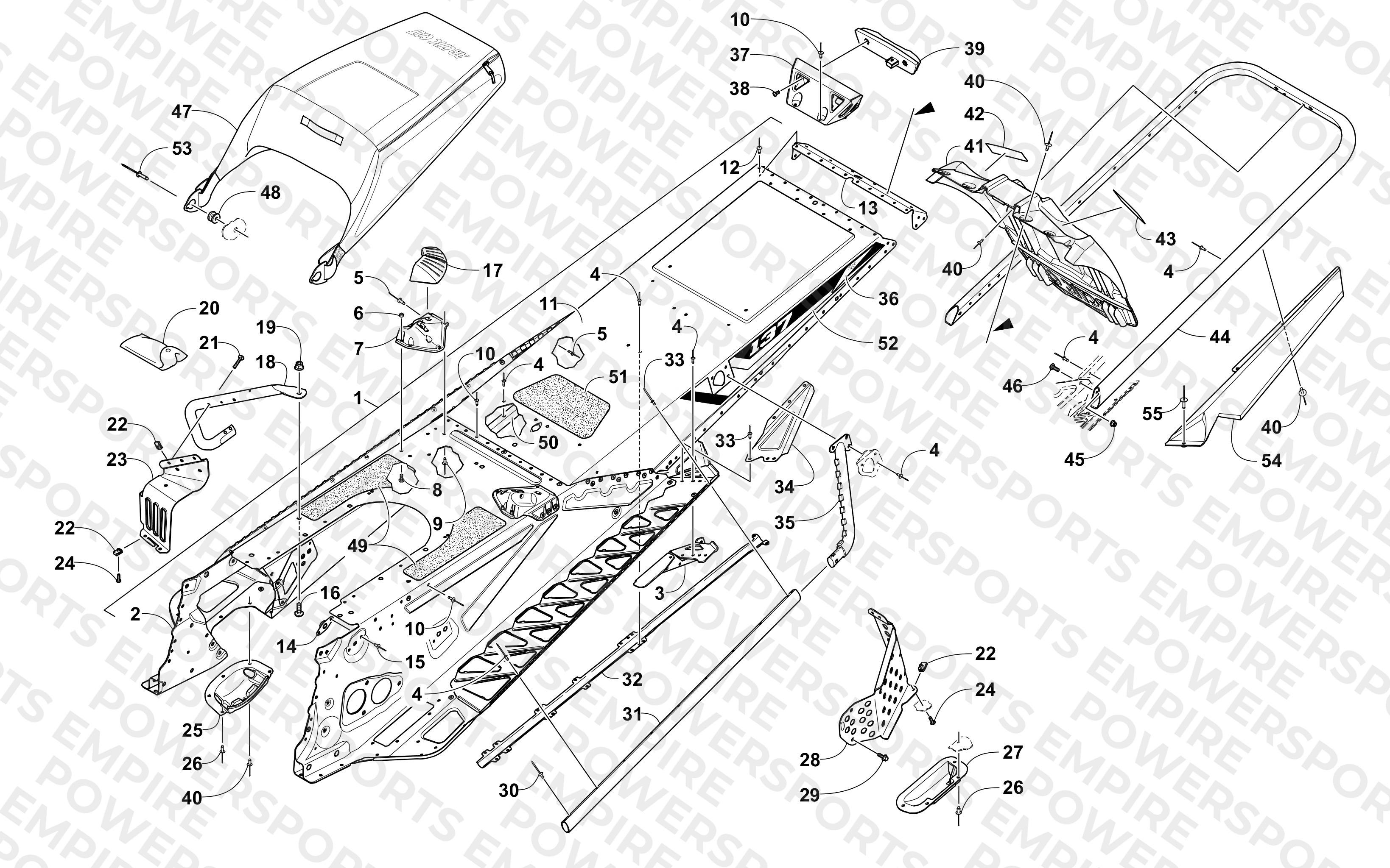 TUNNEL, REAR BUMPER, AND SNOWFLAP ASSEMBLY