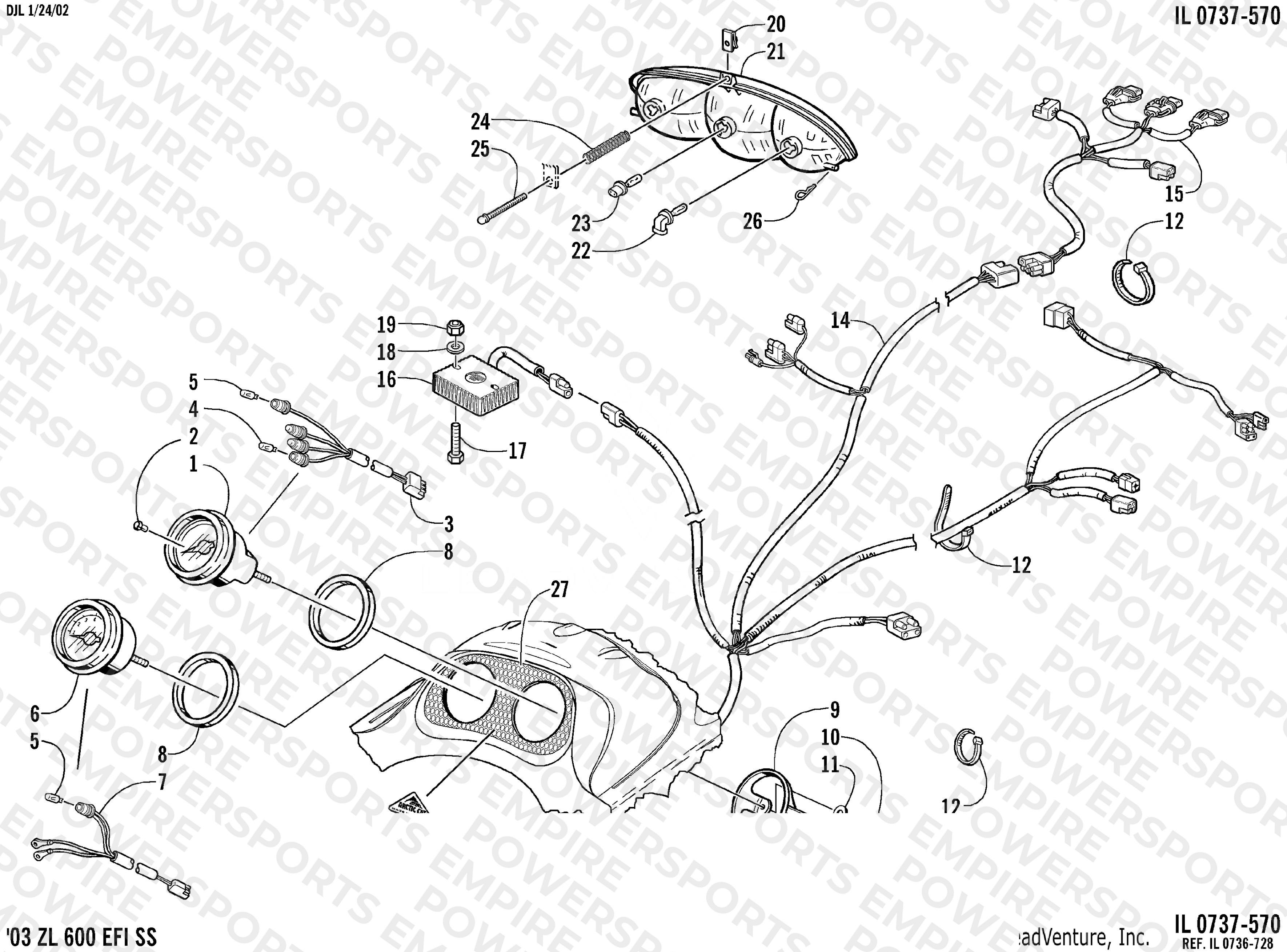 HEADLIGHT, INSTRUMENTS, AND WIRING ASSEMBLIES