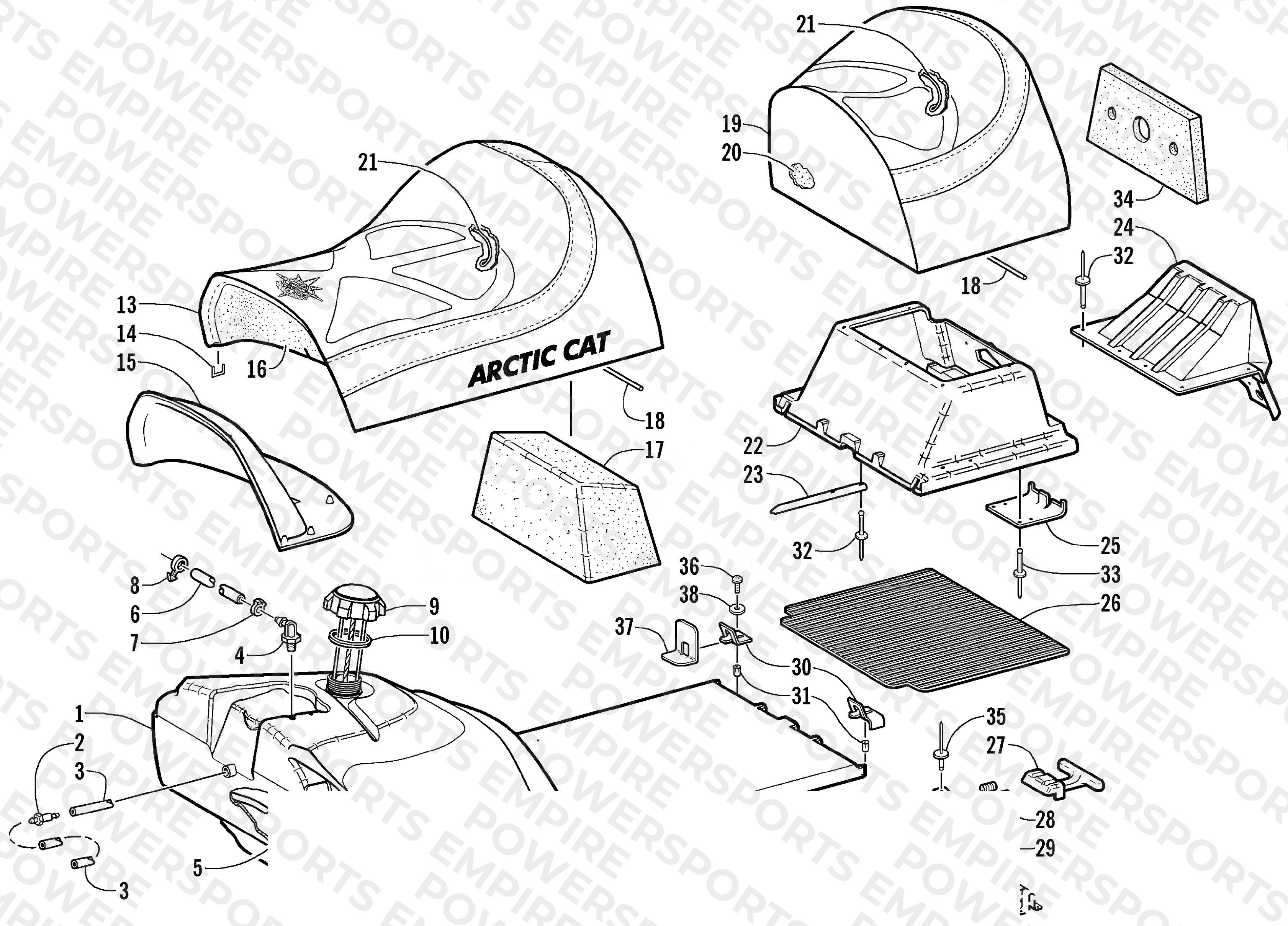 GAS TANK AND SEAT ASSEMBLY
