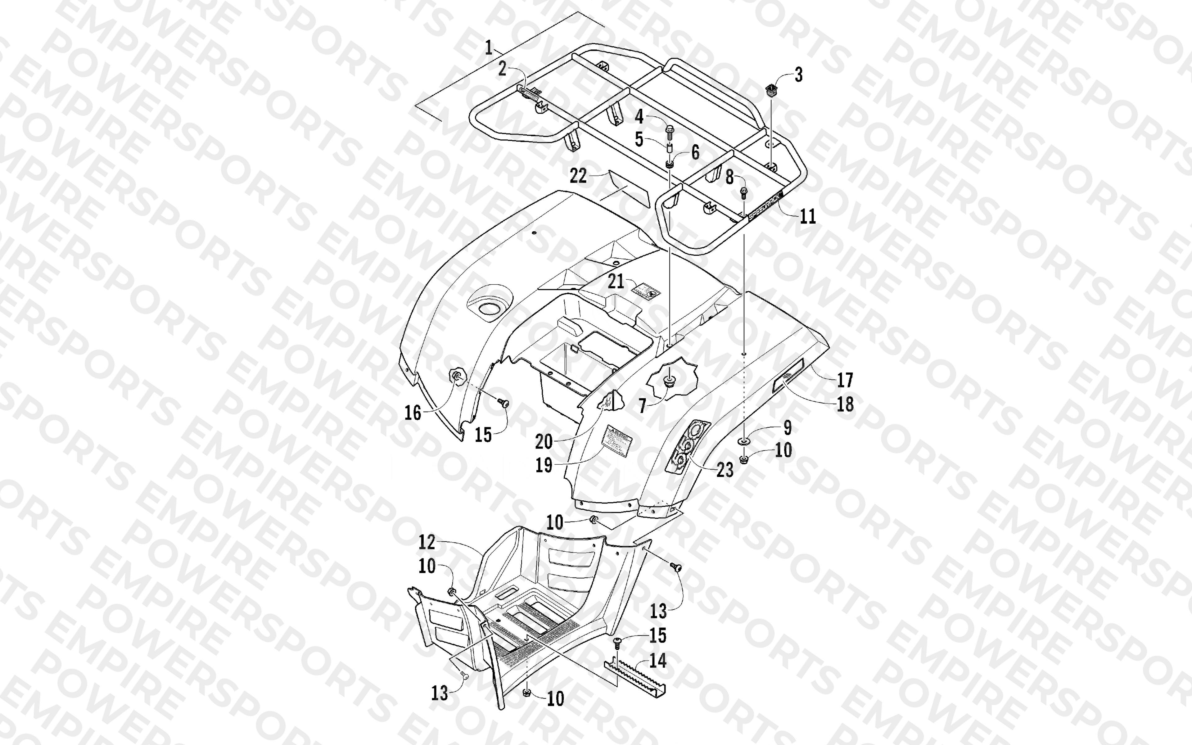 REAR RACK, BODY PANEL, AND FOOTWELL ASSEMBLIES