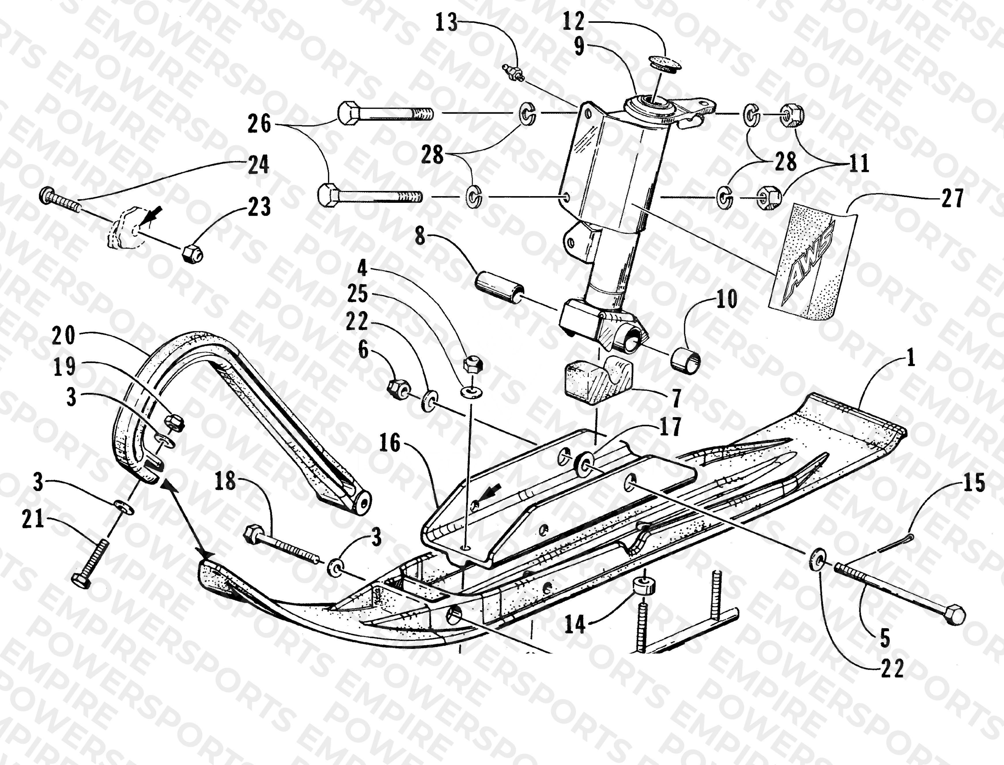 SKI AND SPINDLE ASSEMBLY