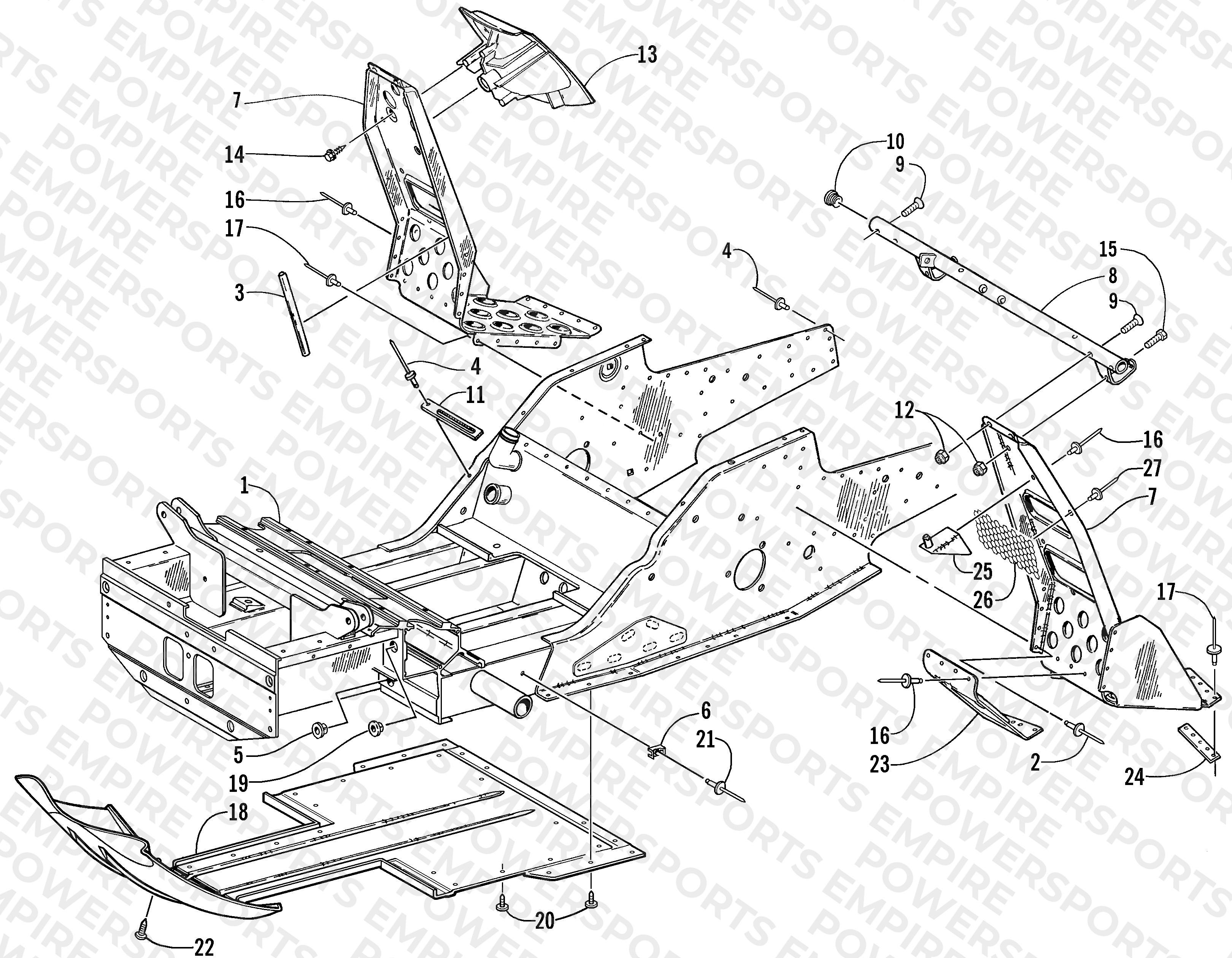 FRONT FRAME AND FOOTREST ASSEMBLY