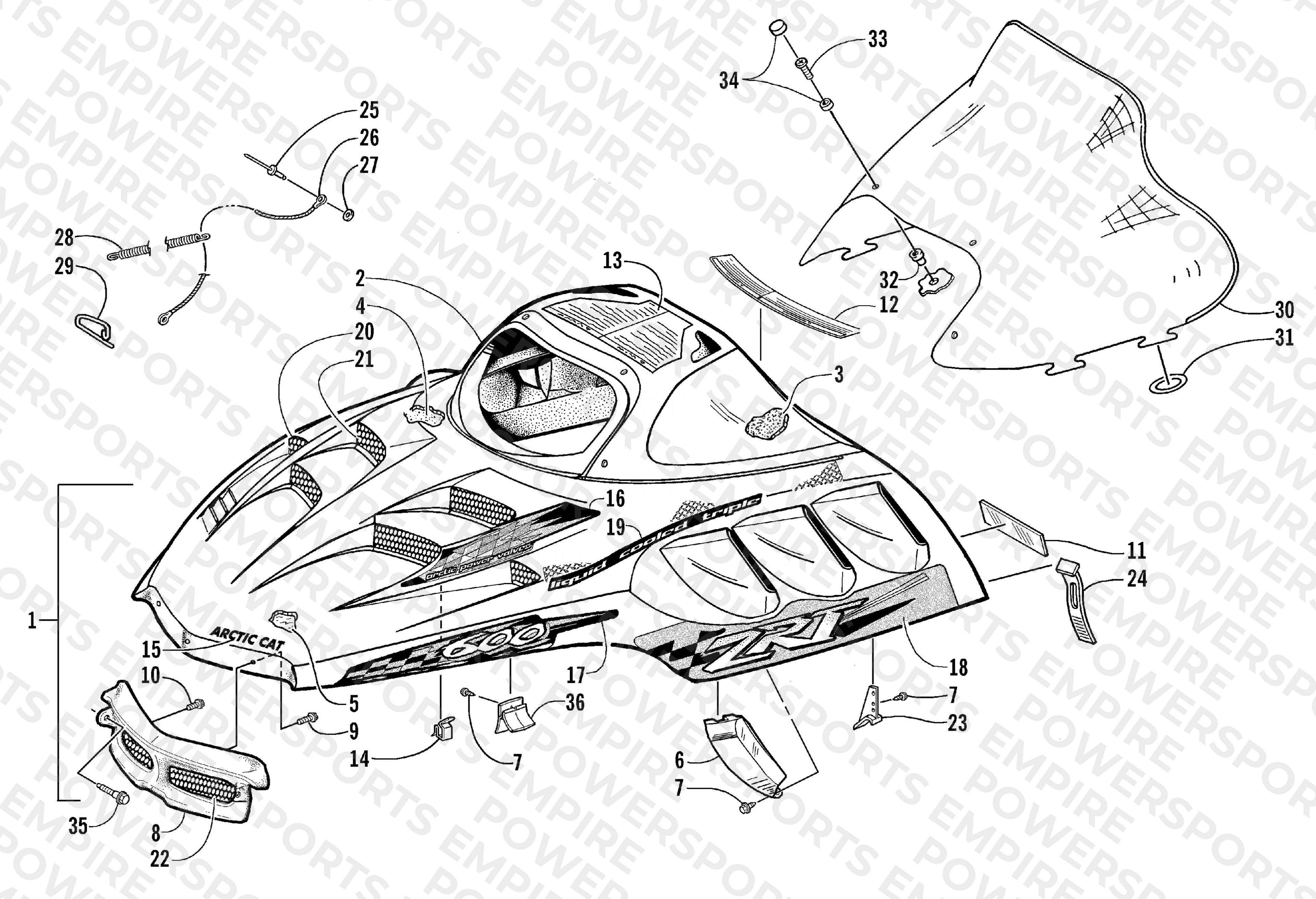 HOOD AND WINDSHIELD ASSEMBLY