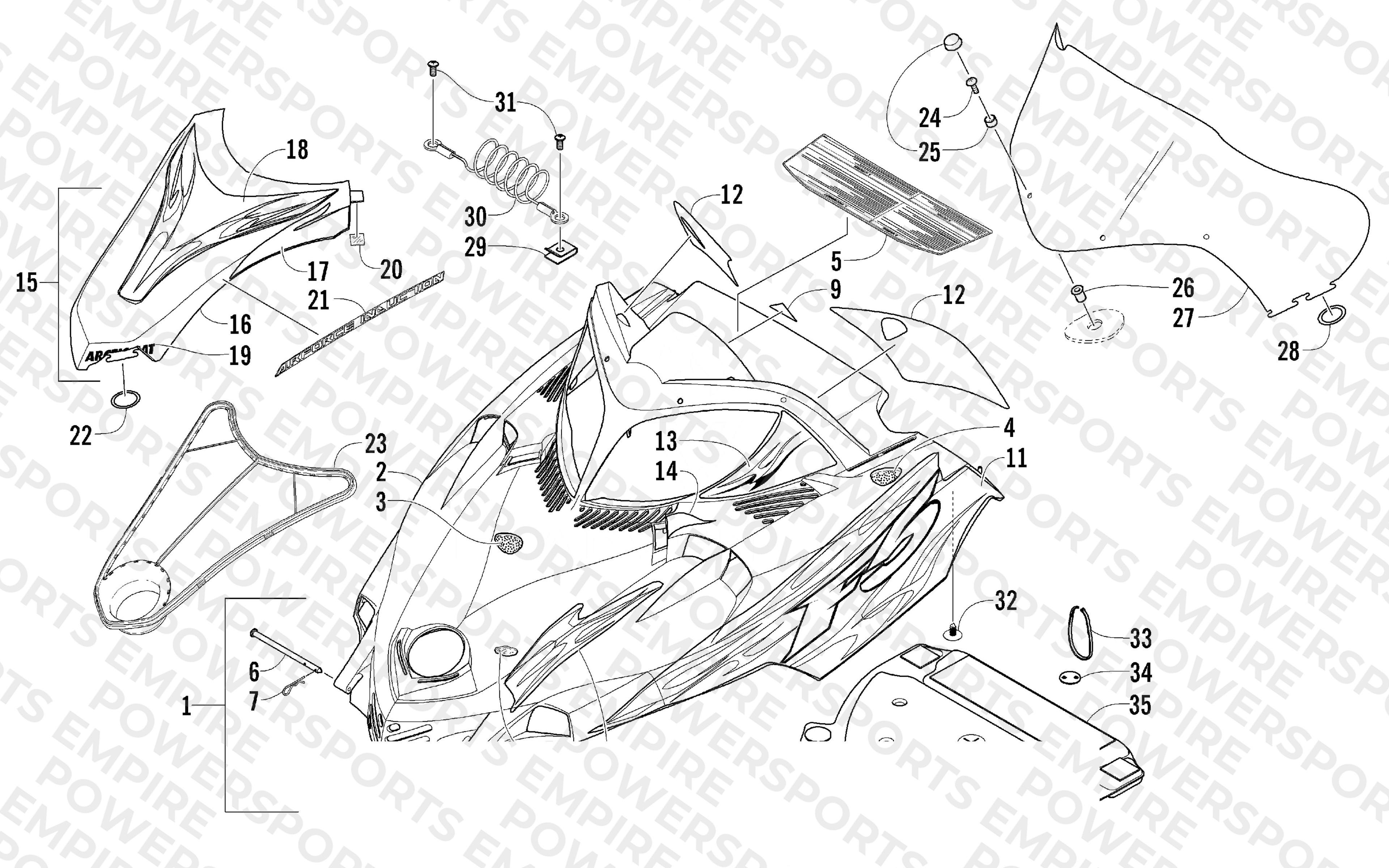 HOOD AND WINDSHIELD ASSEMBLY